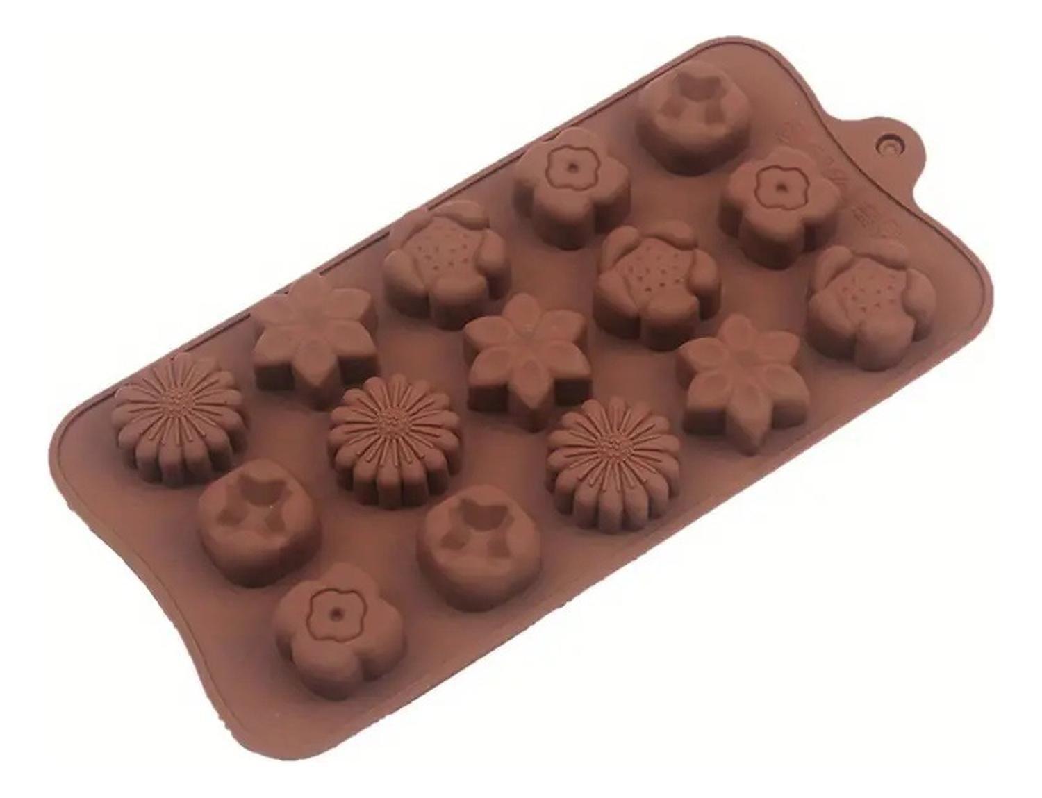 X2 Moldes De Chocolate Moldes Chocolate Silicona 5 Flores N1 Marrón-7