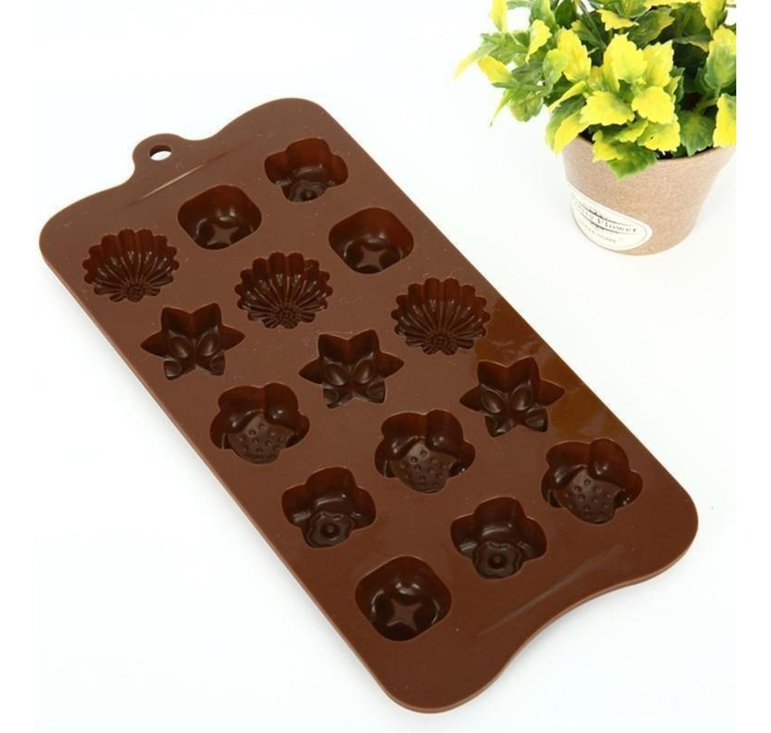 X2 Moldes De Chocolate Moldes Chocolate Silicona 5 Flores N1 Marrón-8