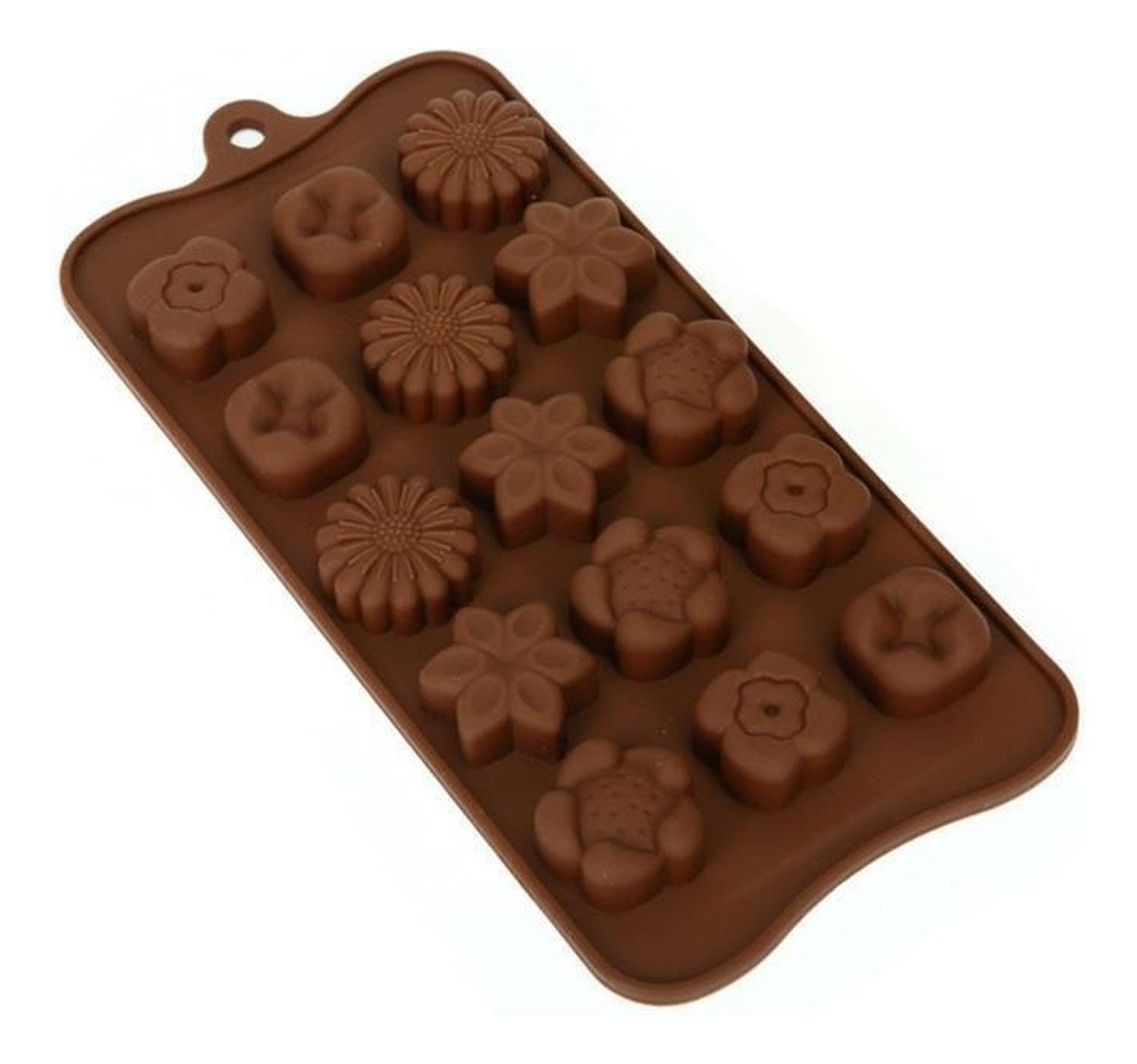 X2 Moldes De Chocolate Moldes Chocolate Silicona 5 Flores N1 Marrón-9