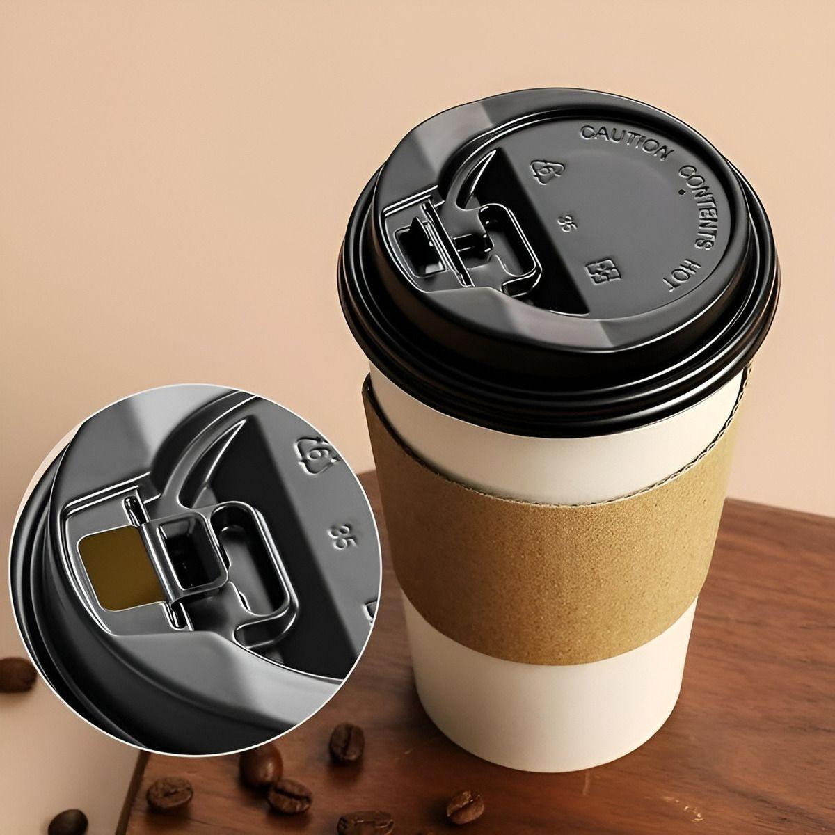 Vaso Cafe Polipapel Vaso Kraft Vaso C/tapa+manga 12oz 100und Vaso Para Bebida Caliente Vaso-3