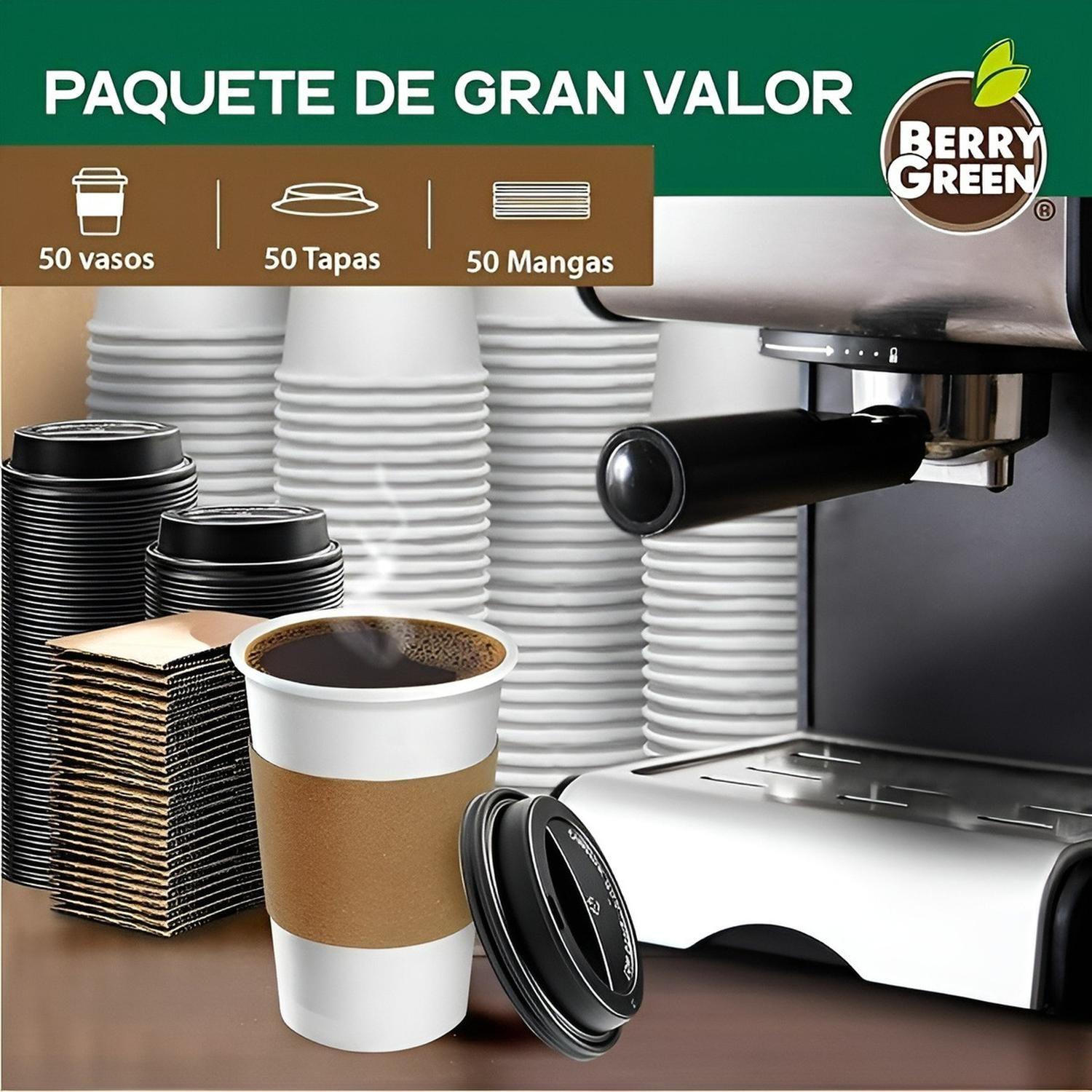Vaso Cafe Polipapel Vaso Kraft Vaso C/tapa+manga 12oz 100und Blanco / Vaso 12oz-2