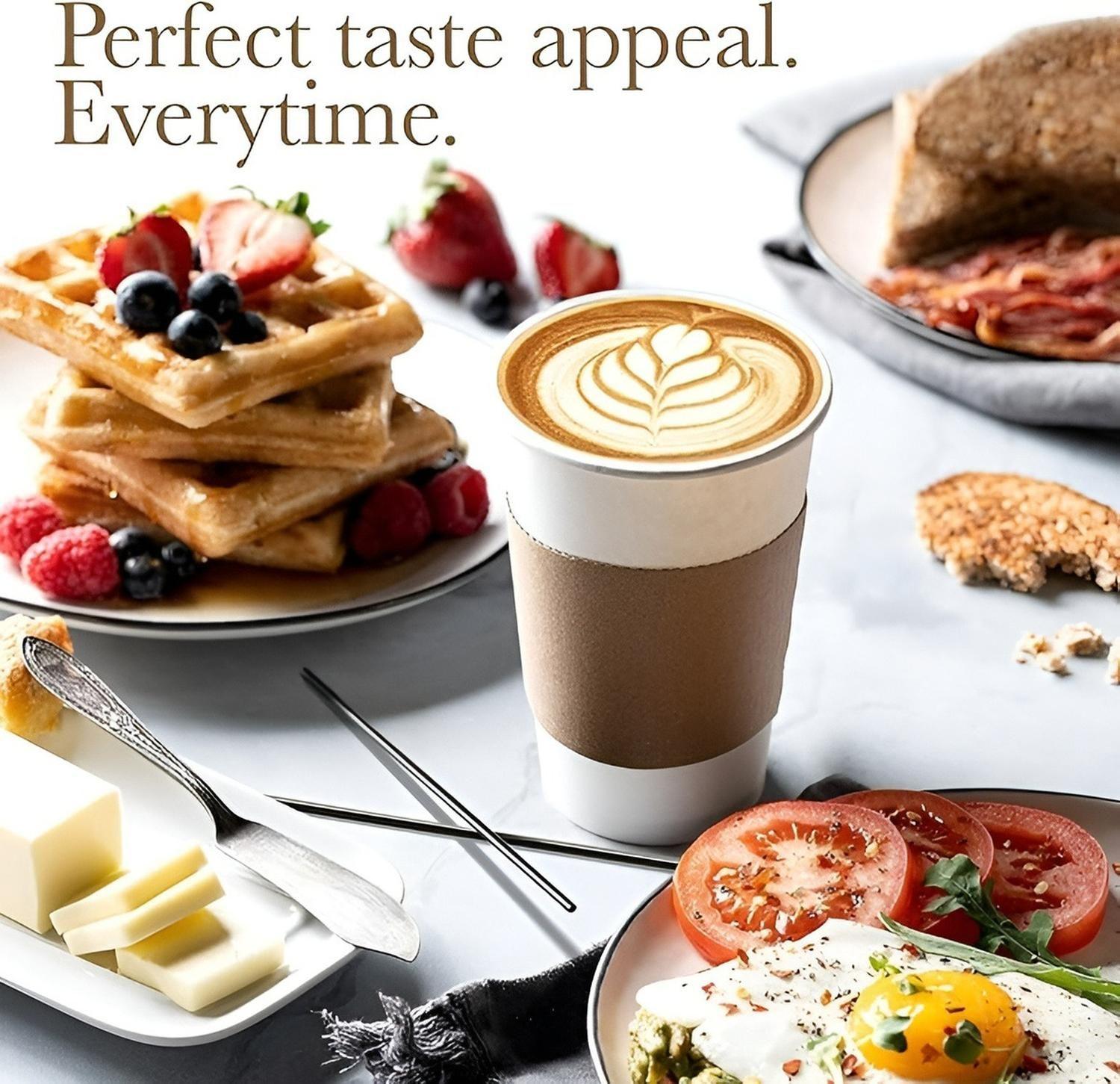 Vaso Cafe Polipapel Vaso Kraft Vaso C/tapa+manga 12oz 100und Blanco / Vaso 12oz-3