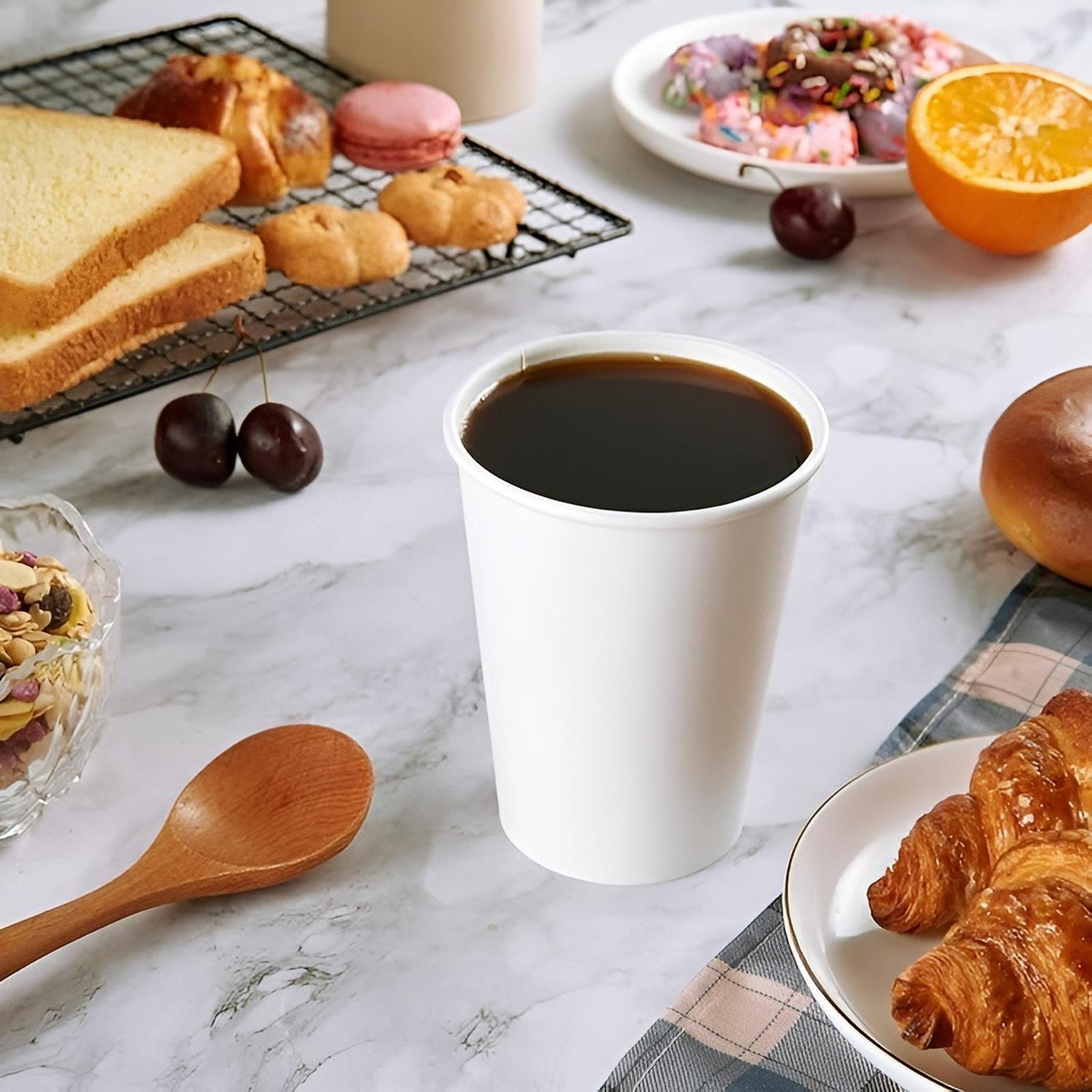 Vaso Cafe Polipapel Vaso Kraft Vaso C/tapa+manga 12oz 100und Blanco / Vaso 12oz-5