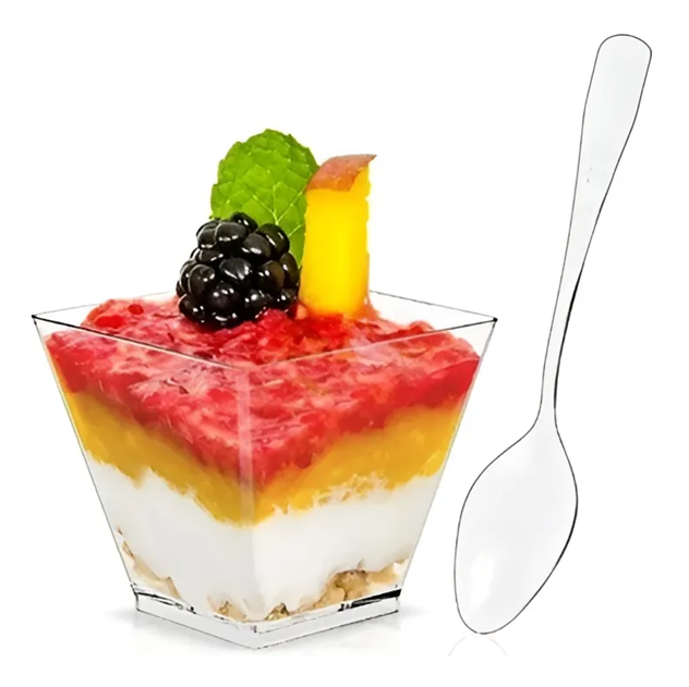 200 Mini Cucharas Cucharas Plasticas Cuchara Postre Cuchara Transparentes-4