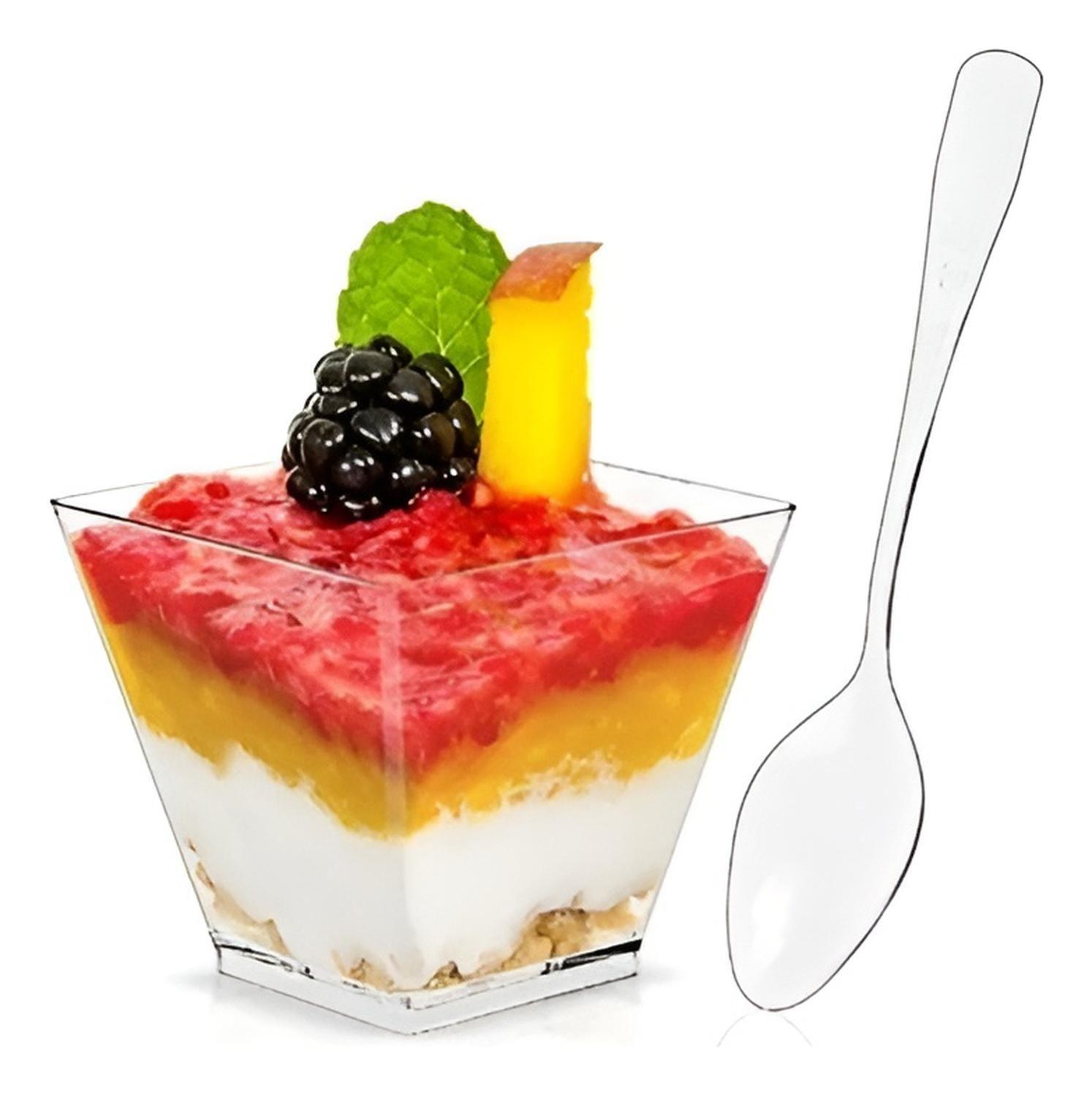 200 Mini Cucharas Cucharas Plasticas Cuchara Postre Cuchara Transparentes-5