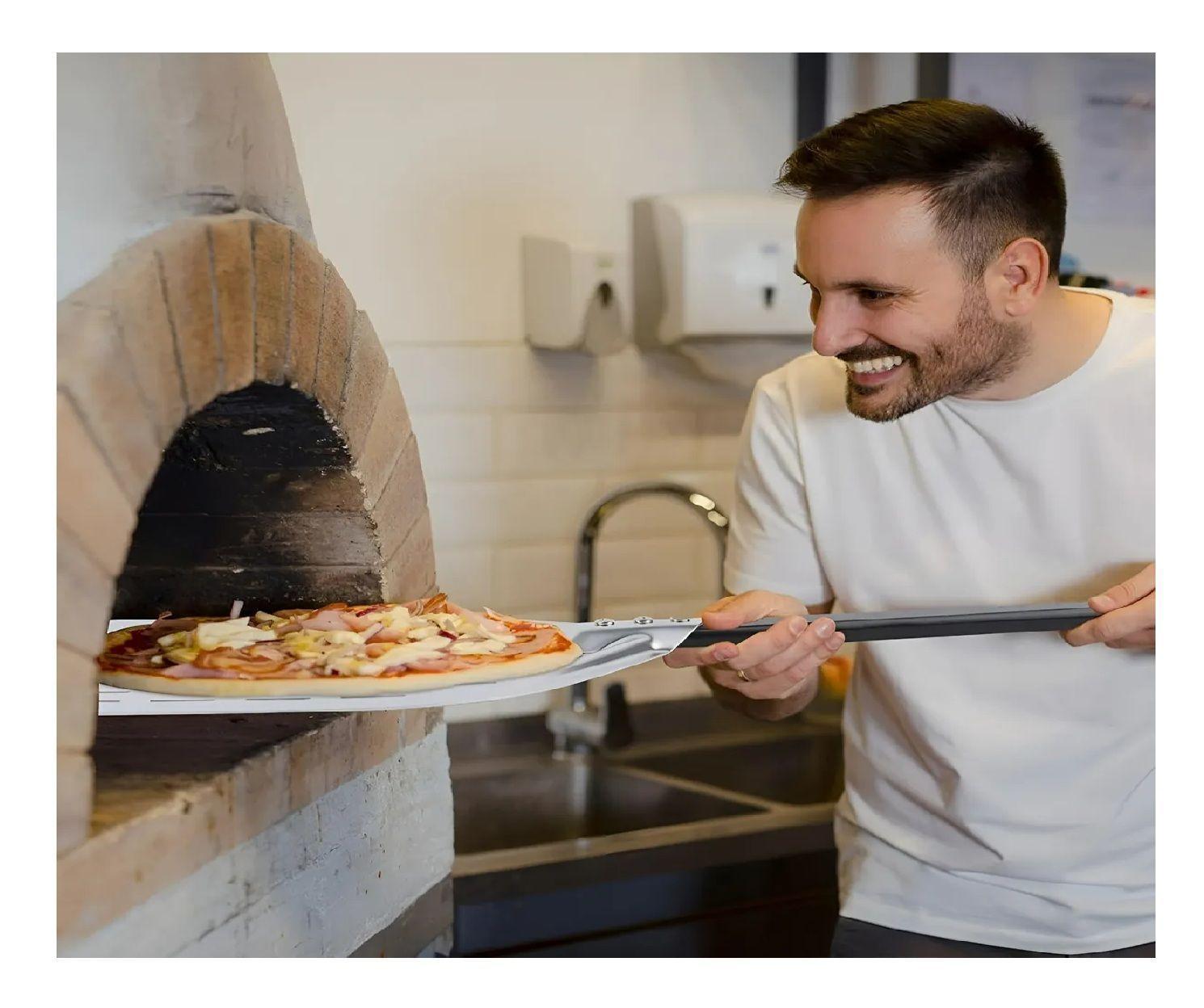 Pala De Pizza Espatula Pizza Pala Para Pizza Perforada 30 cm Pala De Pizzería Espátula Acero Pizza-1