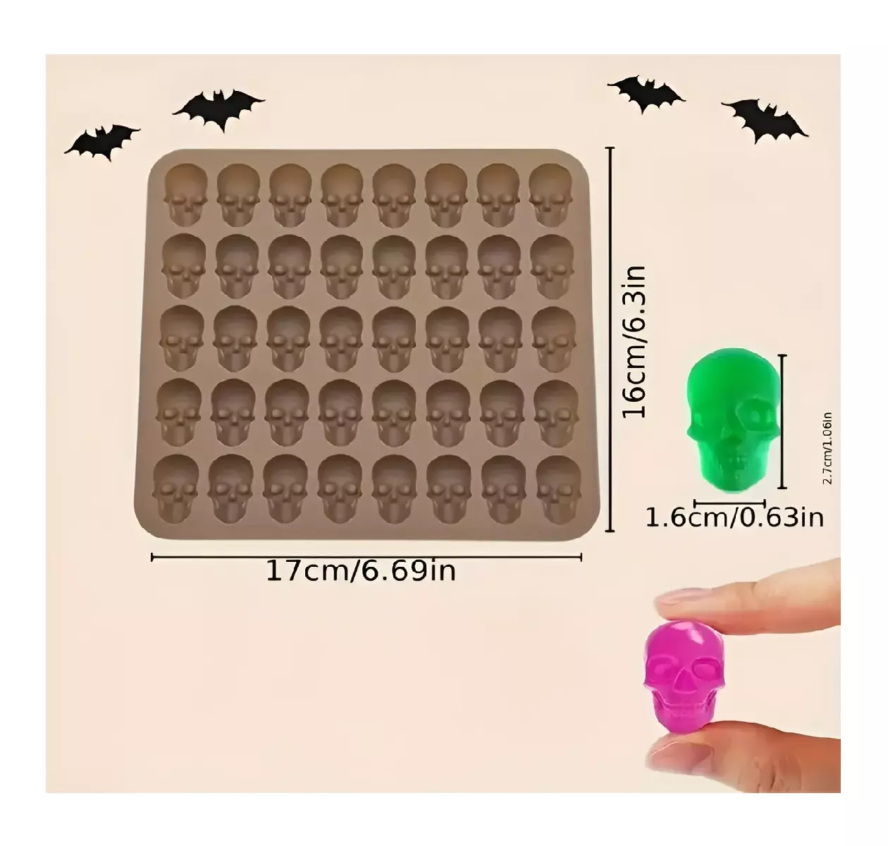 Moldes Silicona Halloween Moldes Reposteria Calavera 40cav-2