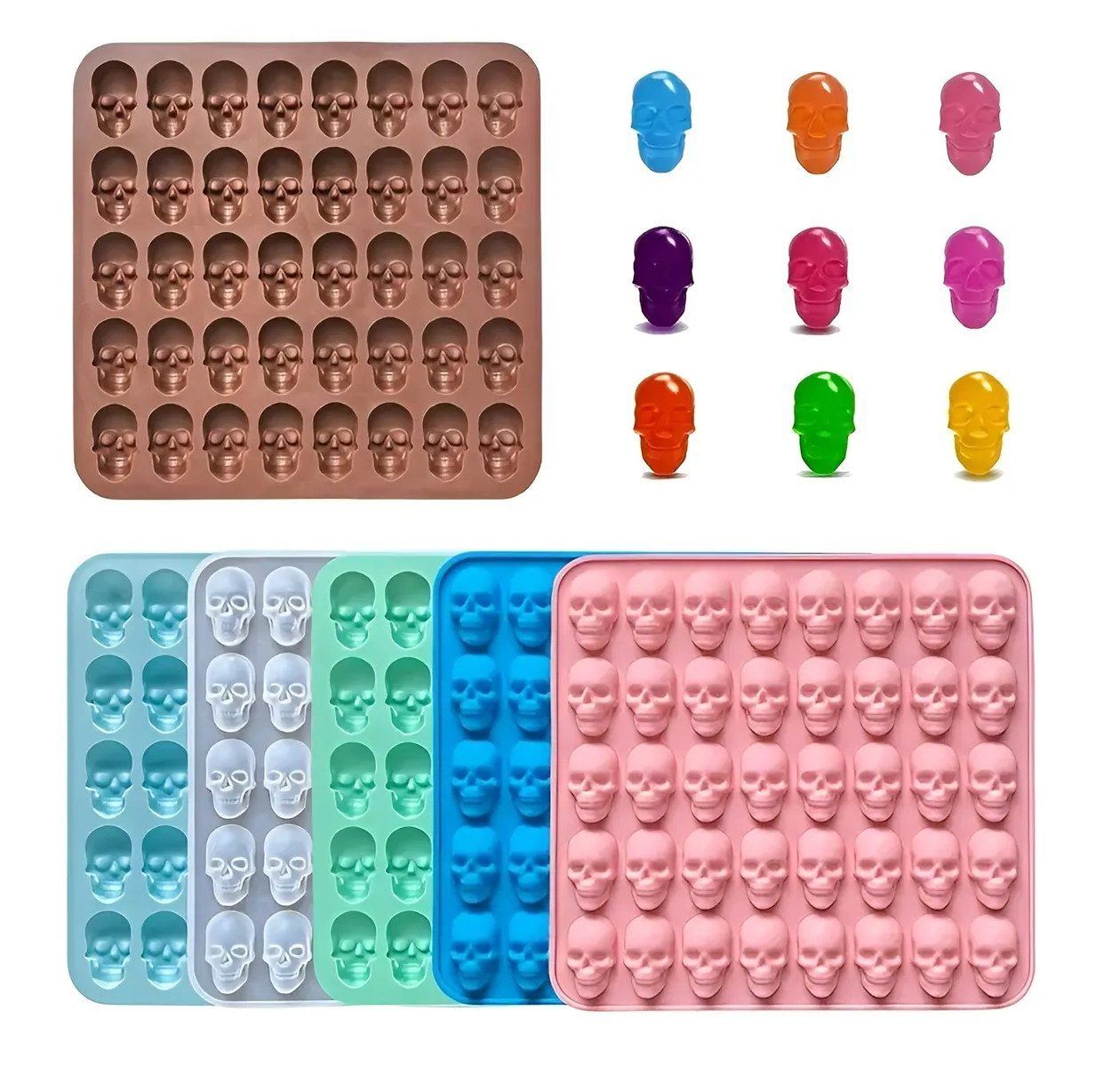 Moldes Silicona Halloween Moldes Reposteria Calavera 40cav-6