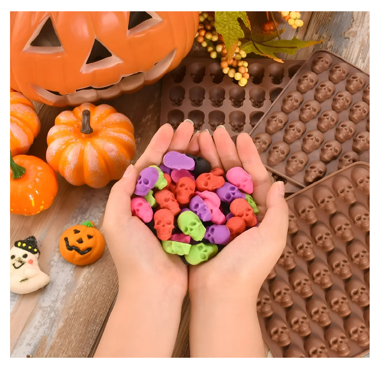 Moldes Silicona Halloween Moldes Reposteria Calavera 40cav-7