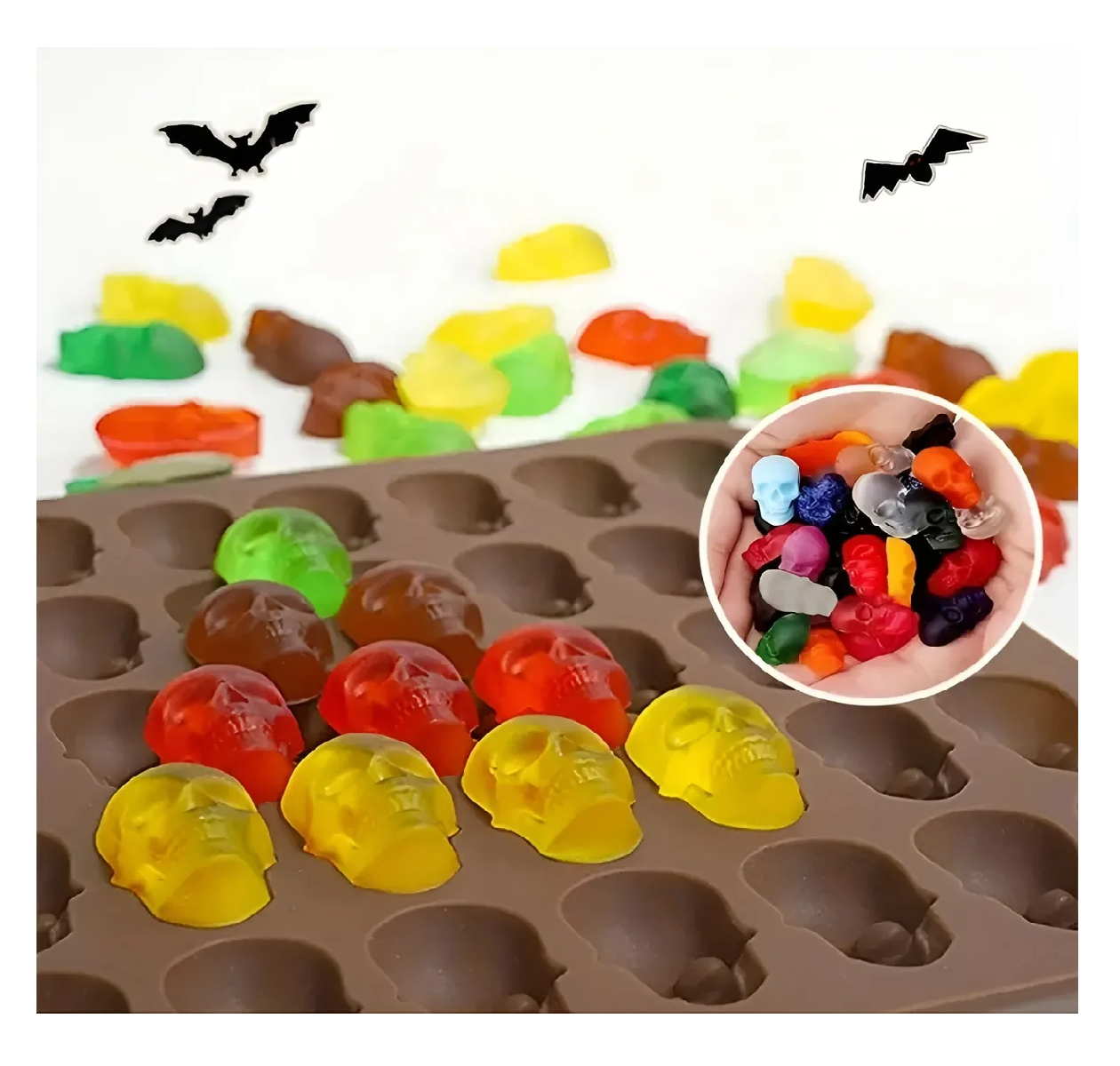 Moldes Silicona Halloween Moldes Reposteria Calavera 40cav Molde Silicona Chocolate Moldes Silicona-6