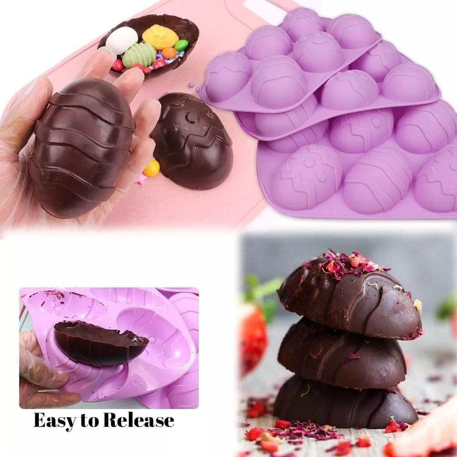 Pack X2 Molde Chocolates Silicona Huevo Moldes Huevo Pascua Multicolor-6