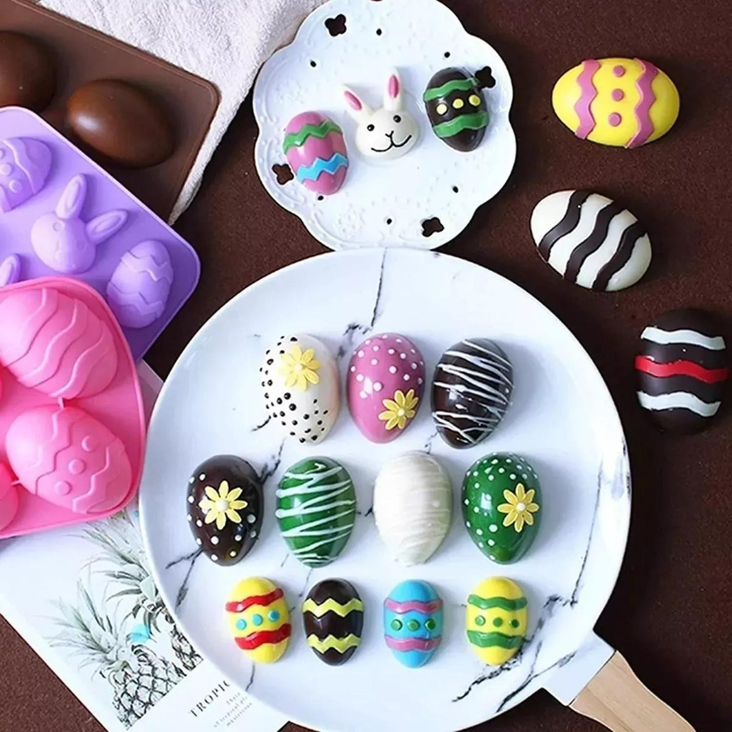 Pack X2 Molde Chocolates Silicona Huevo Moldes Huevo Pascua Multicolor-8