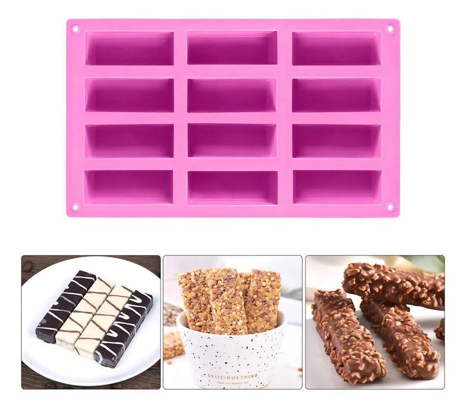 2 Moldes Silicona Barra Cereal Chocolate Molde Silicona Barra Chocolates En Barras Barra Tipo Cereal-5