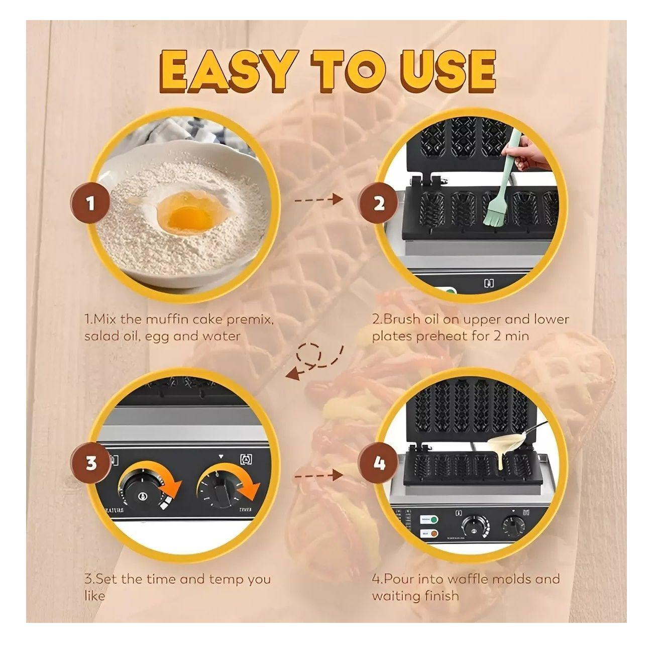 Wafleras Con Formas Maquina Para Waffles 1550w Hot Dog Maker -3