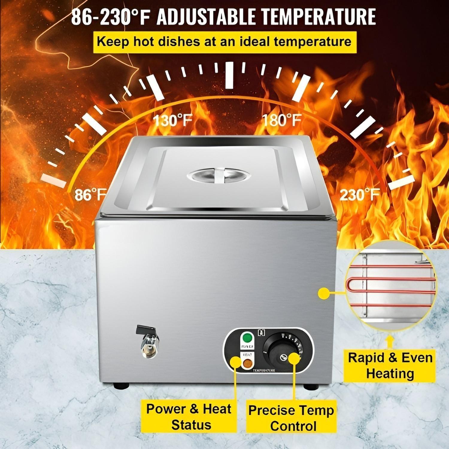 Chafer Bufetera Baño Maria Electrico Chafing Buffet Vapor 6l-6
