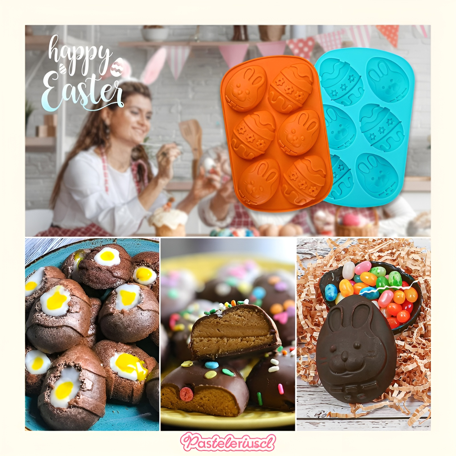 molde silicona huevos de pascua moldes para reposteria 3D-2