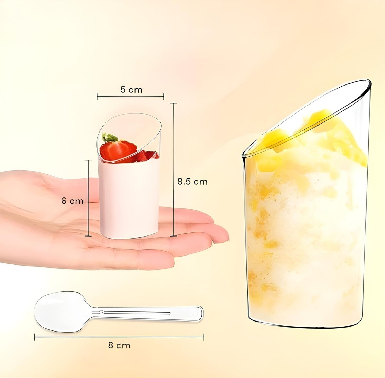 X200 Vasos Postres 60ml + 250 Cucharas Postres Desechables Vasos Para Postres Vaso Angulo 60ml Vasos-2