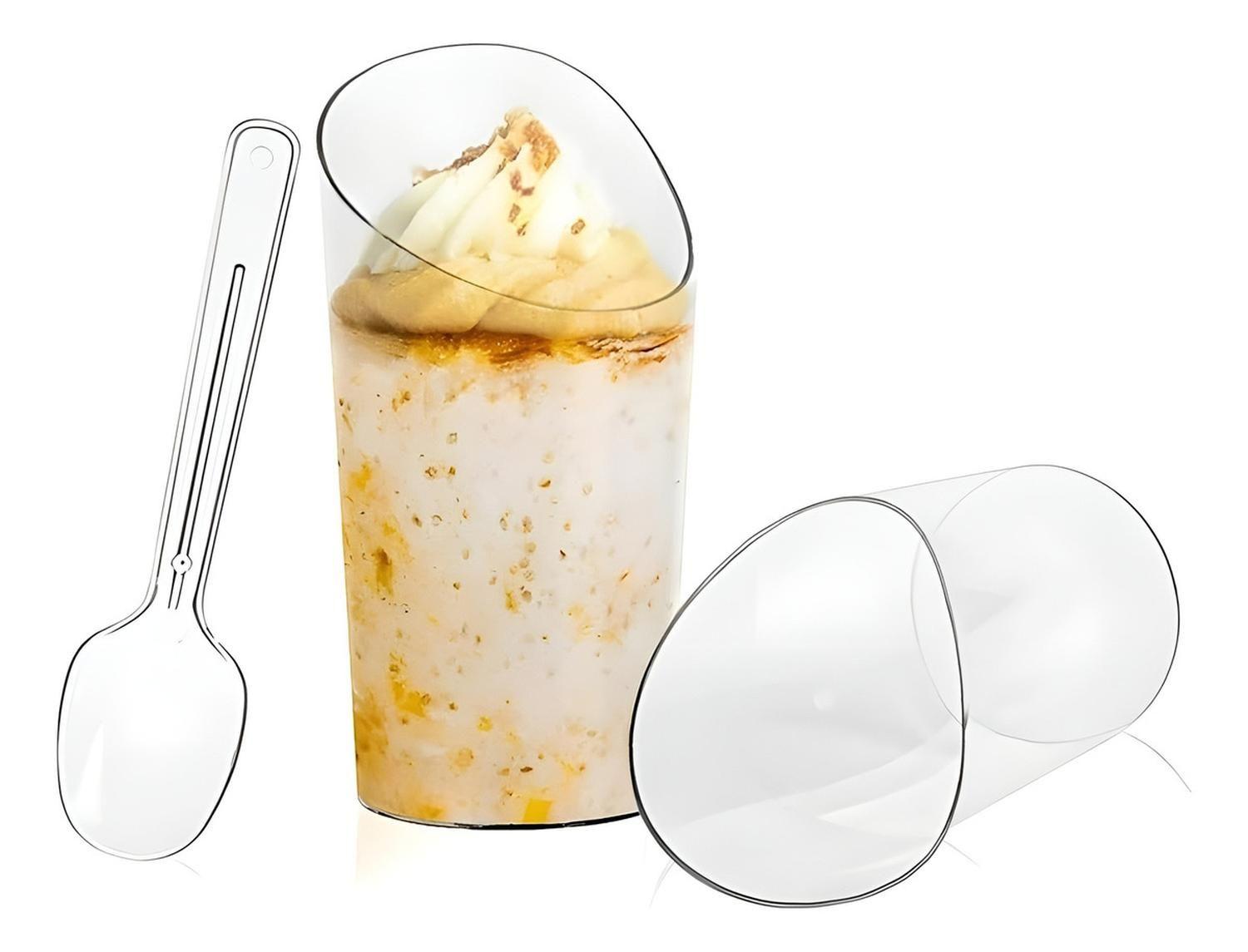 X200 Vasos Postres 60ml + 250 Cucharas Postres Desechables Vasos Para Postres Vaso Angulo 60ml Vasos-7