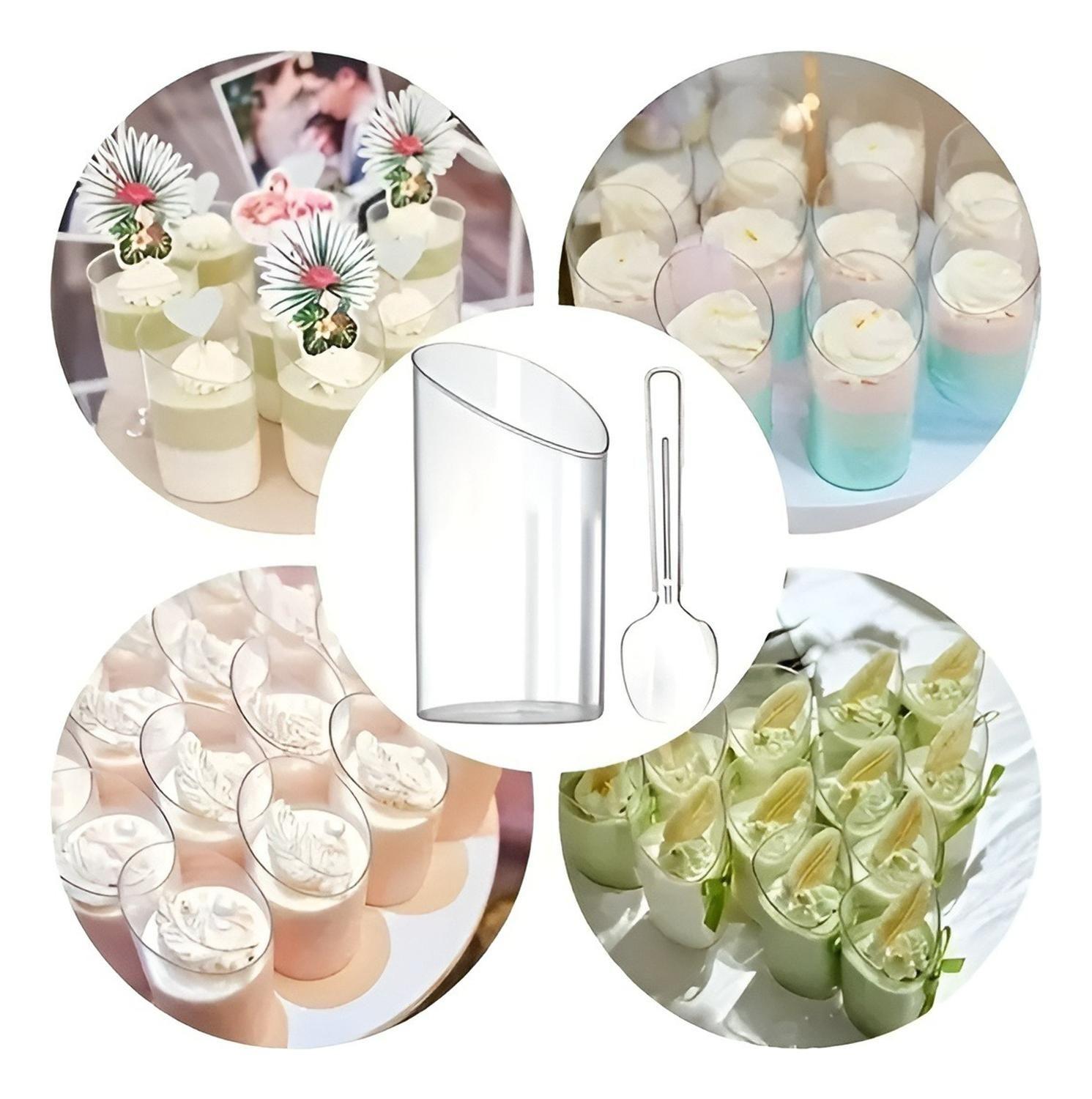 X200 Vasos Postres 60ml + 250 Cucharas Postres Desechables Vasos Para Postres Vaso Angulo 60ml Vasos-8