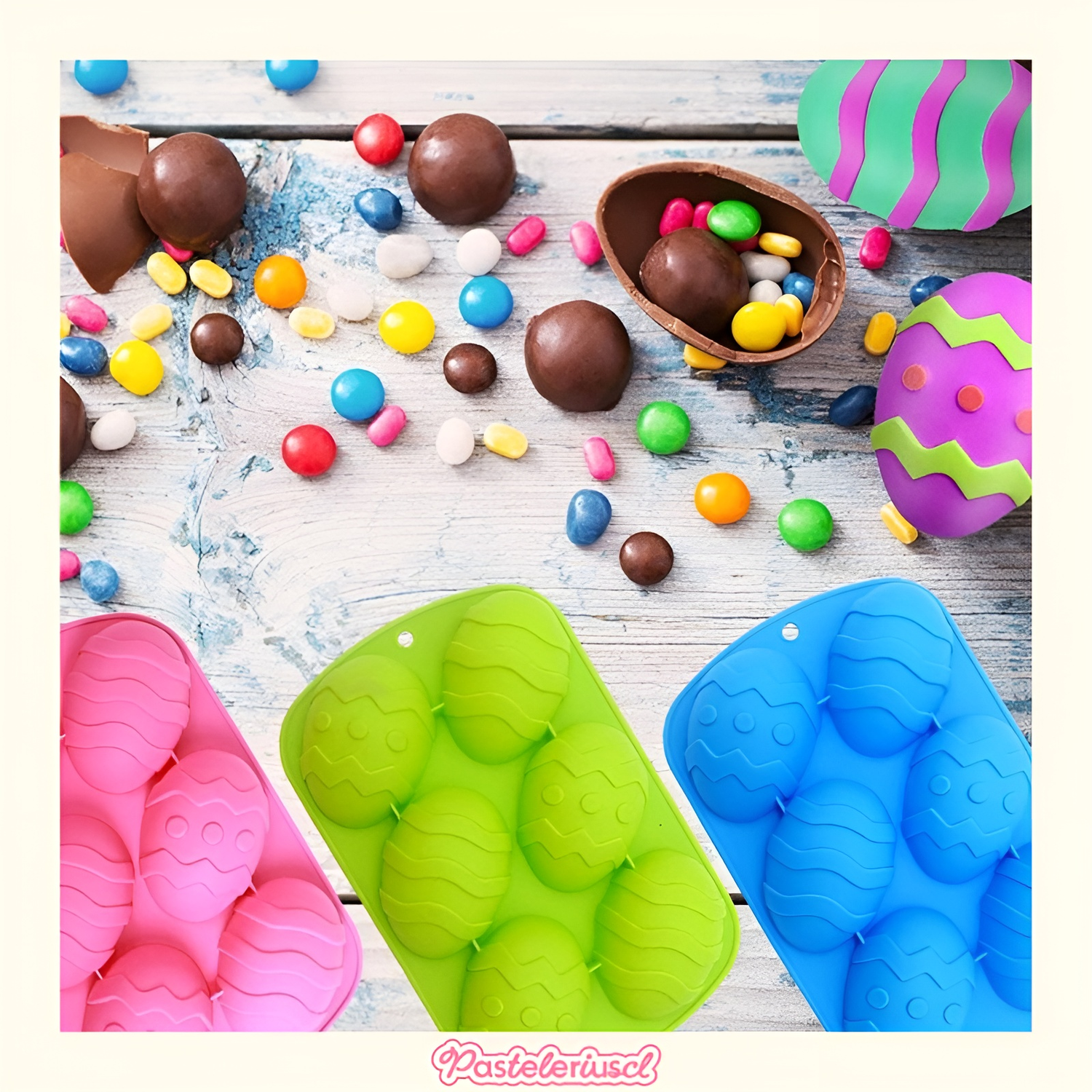 Pack x2 moldes huevo de pascua chocolate 6cav huevitos grandes para rellenar-3