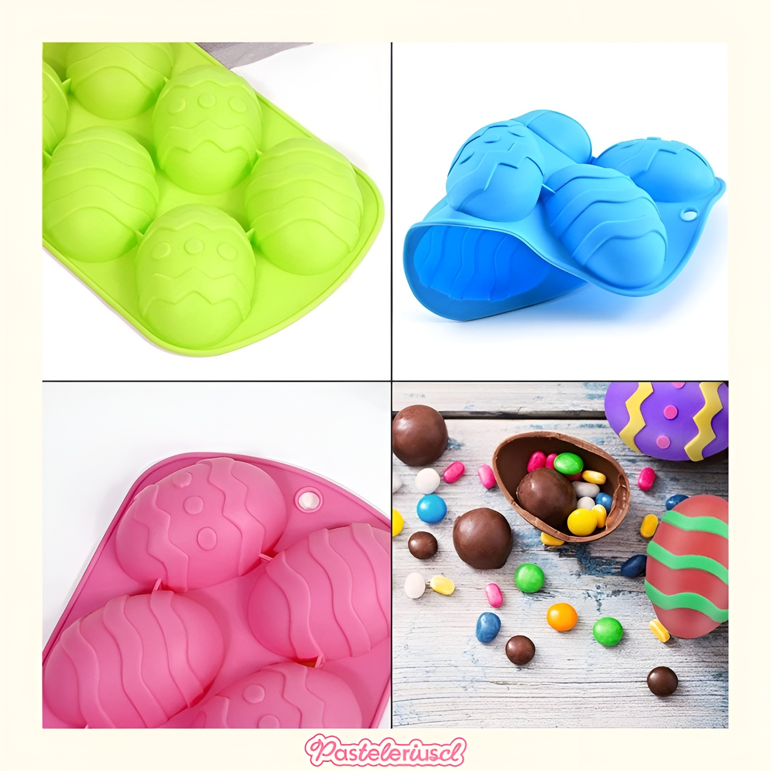 Pack x2 moldes huevo de pascua chocolate 6cav huevitos grandes para rellenar-5