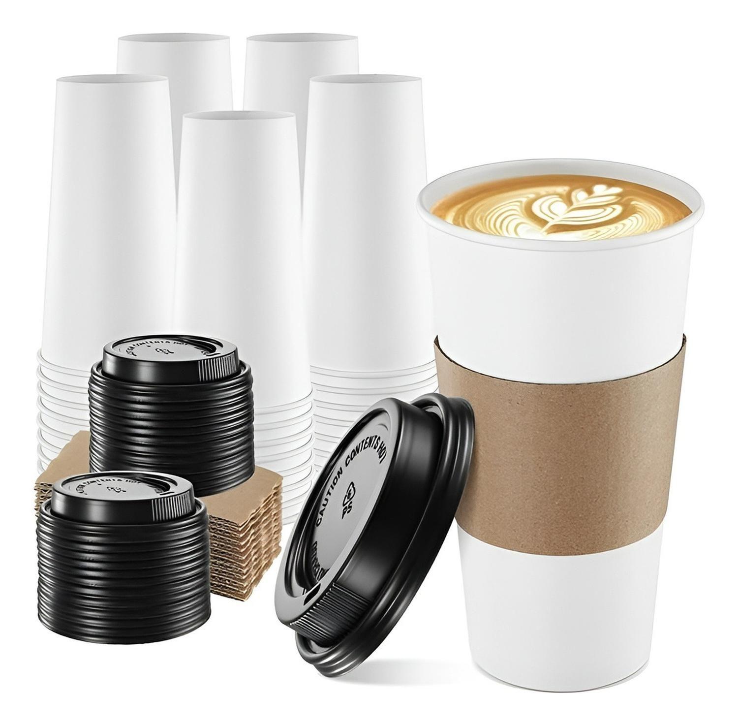 Vaso Cafe Polipapel Vasos Kraft Vaso C/tapa+manga 16oz 50und-0