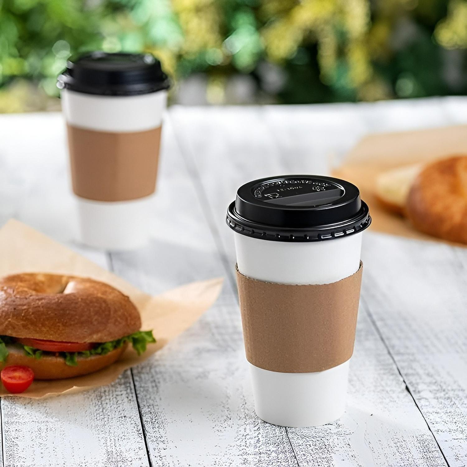 Vaso Cafe Polipapel Vasos Kraft Vaso C/tapa+manga 16oz 50und-1