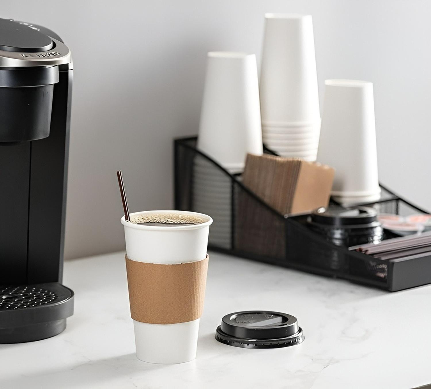 Vaso Cafe Polipapel Vasos Kraft Vaso C/tapa+manga 16oz 50und-2