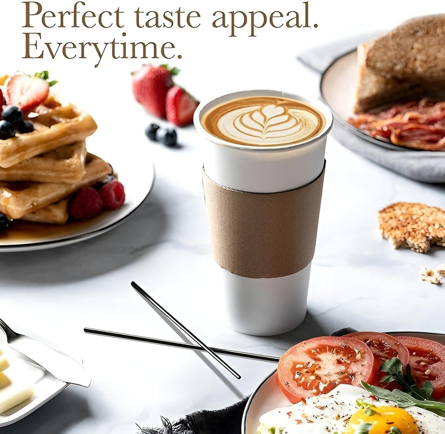 Vaso Cafe Polipapel Vasos Kraft Vaso C/tapa+manga 16oz 50und-4