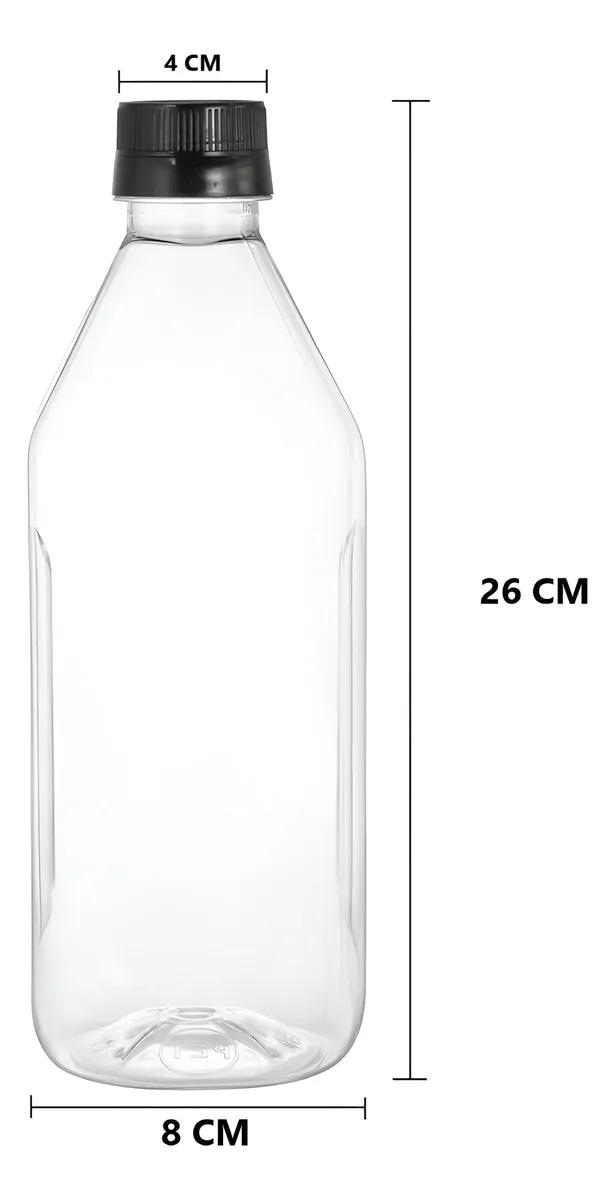 X24 Botellas Plasticas Transparentes Botella C/tapa 1000ml Transparente-2
