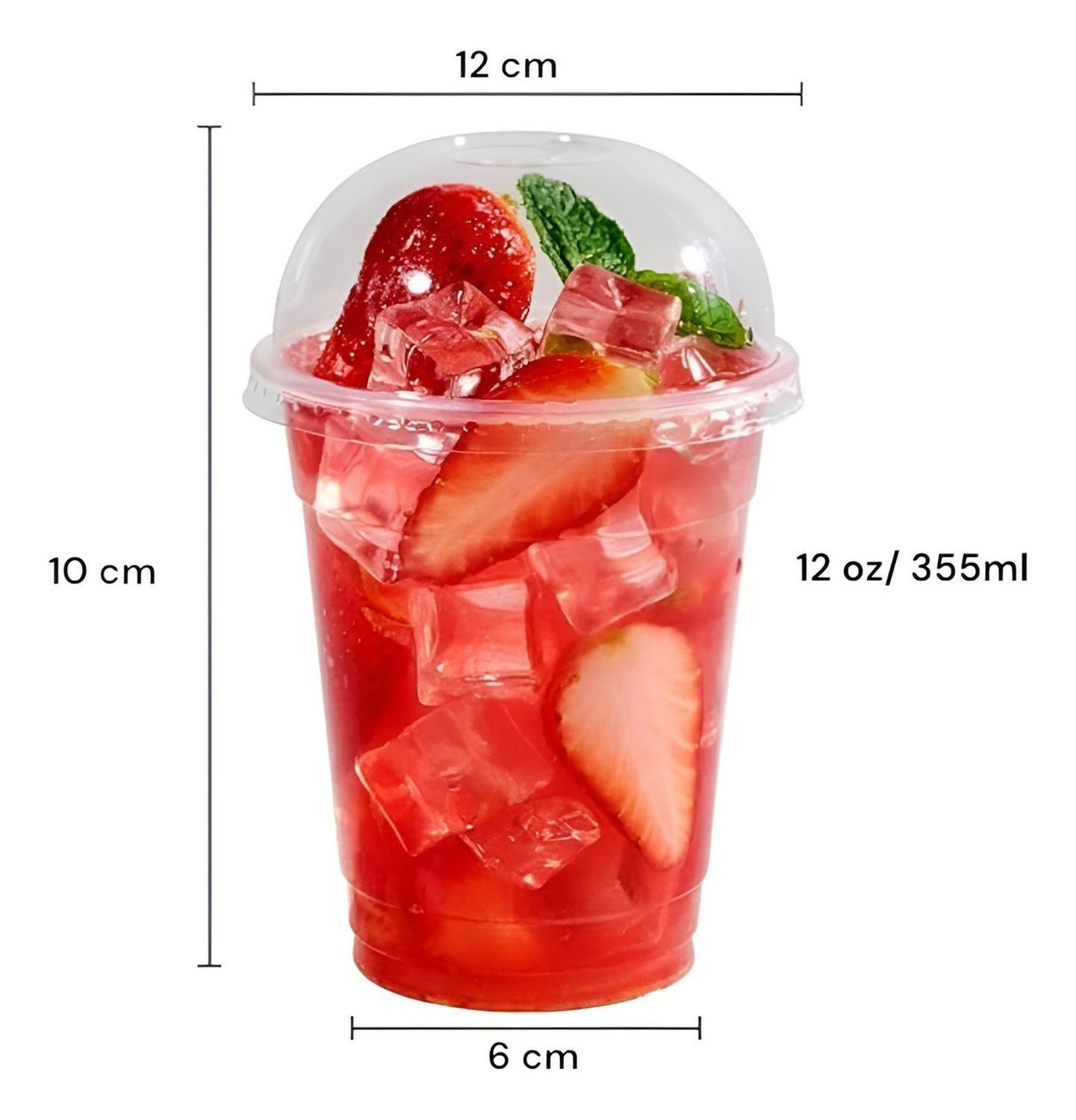 100 Vasos Desechables Vasos Plastico Tapa Domo Con Hoyo 12oz Transparente-3