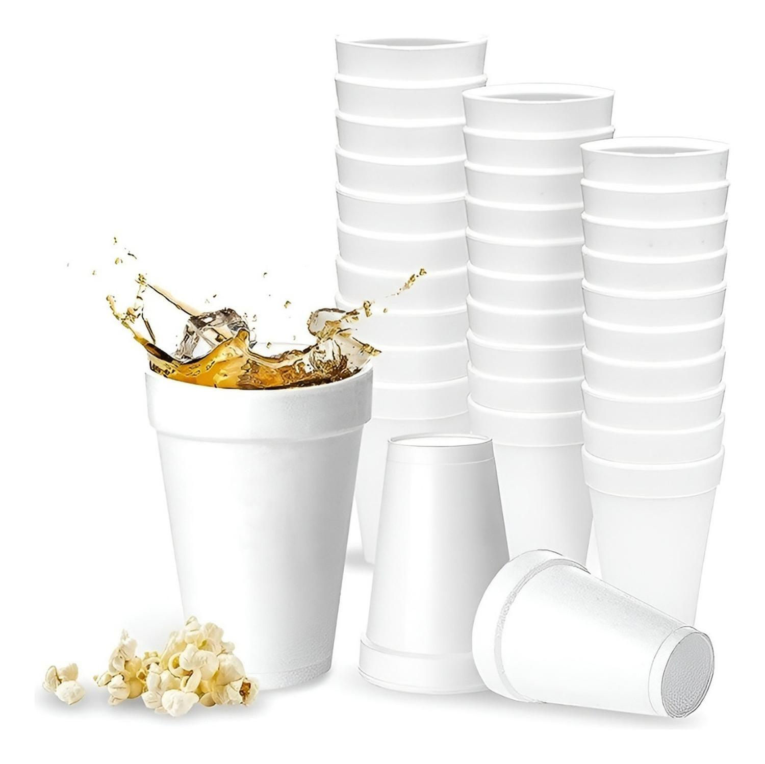 25 Vasos Desechables Plumavit Termico Vaso Cafe 8oz 240ml Blanco-4