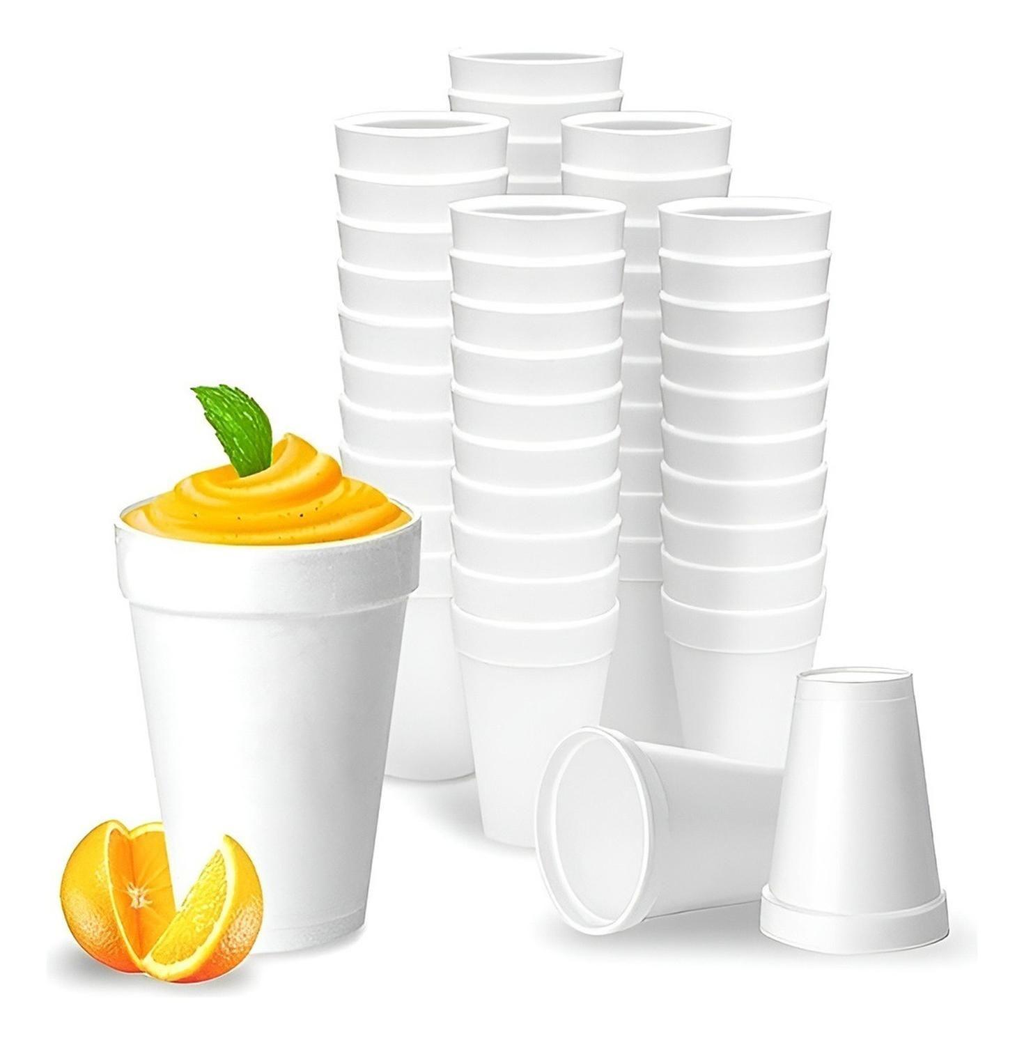 25 Vasos Desechables Plumavit Termico Vaso Cafe 8oz 240ml Blanco-9