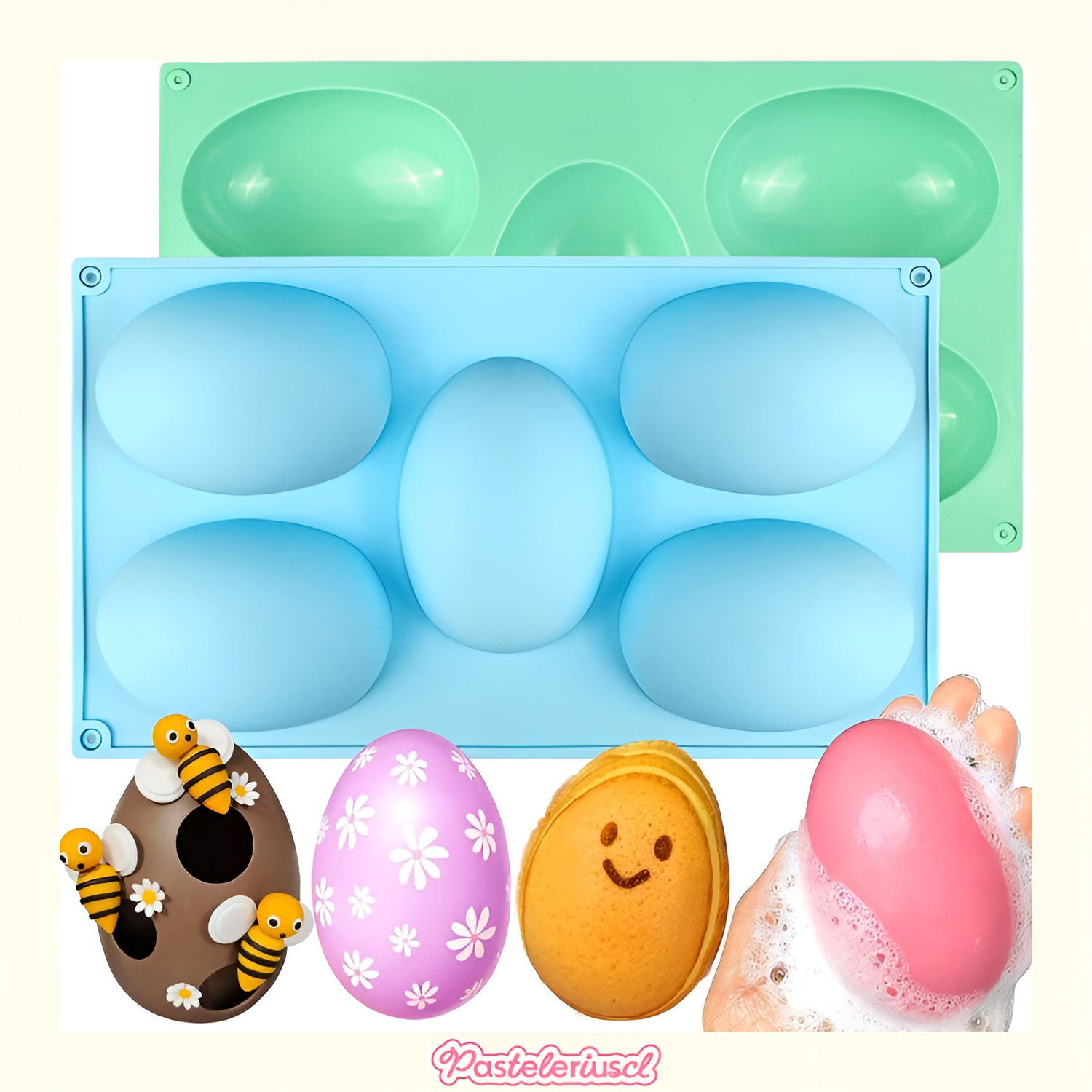 4 Molde Huevos Grandes Para Rellenar moldes chocolates pascua 5cav-5