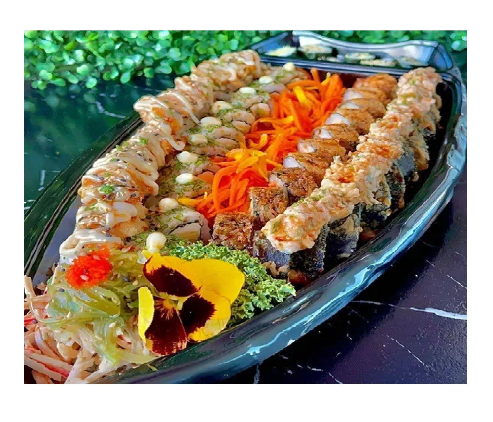 Pack X40 Envases Para Sushi Barco Desechables Botes 47cm-2