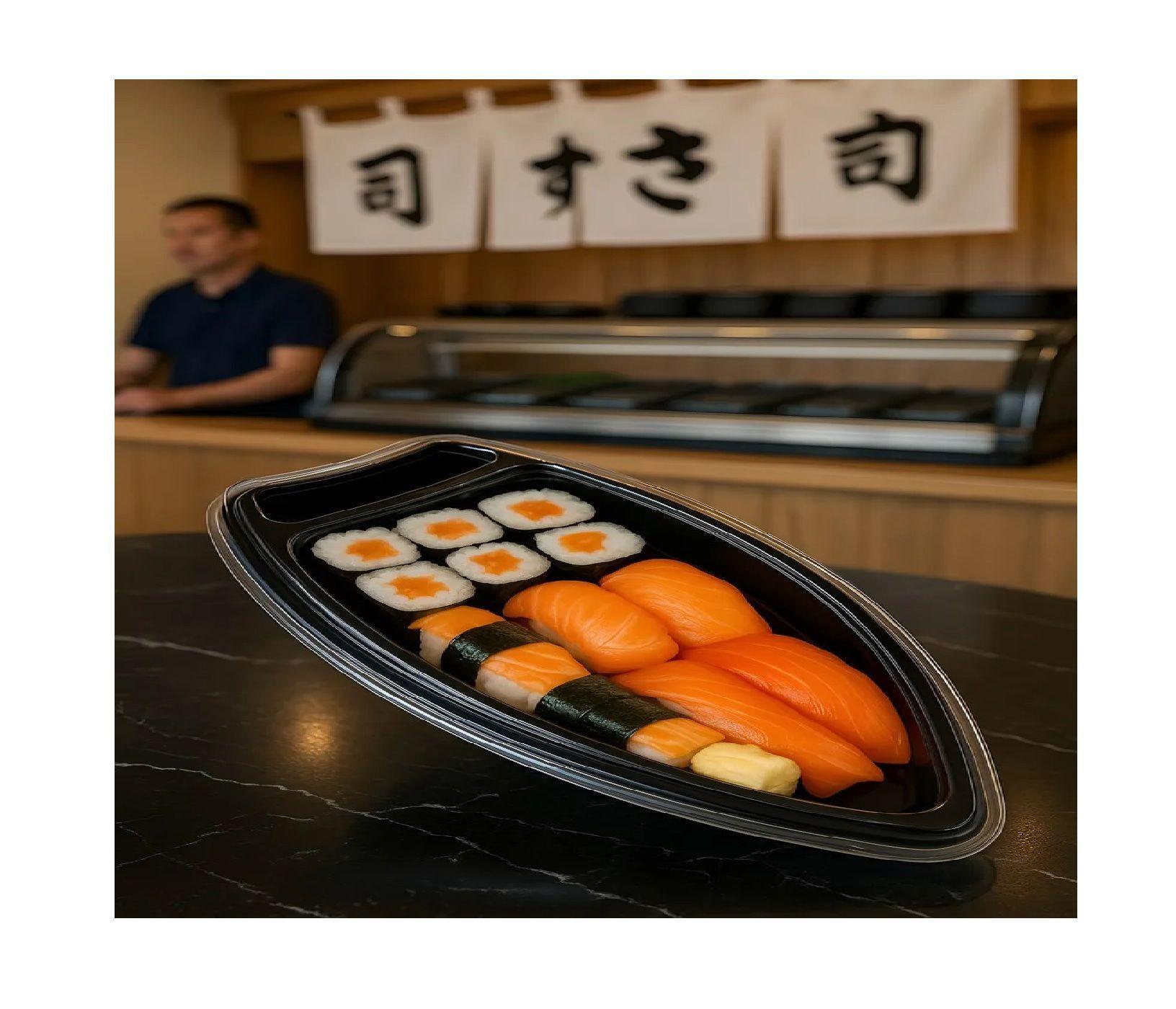 Pack X40 Envases Para Sushi Barco Desechables Botes 47cm-7