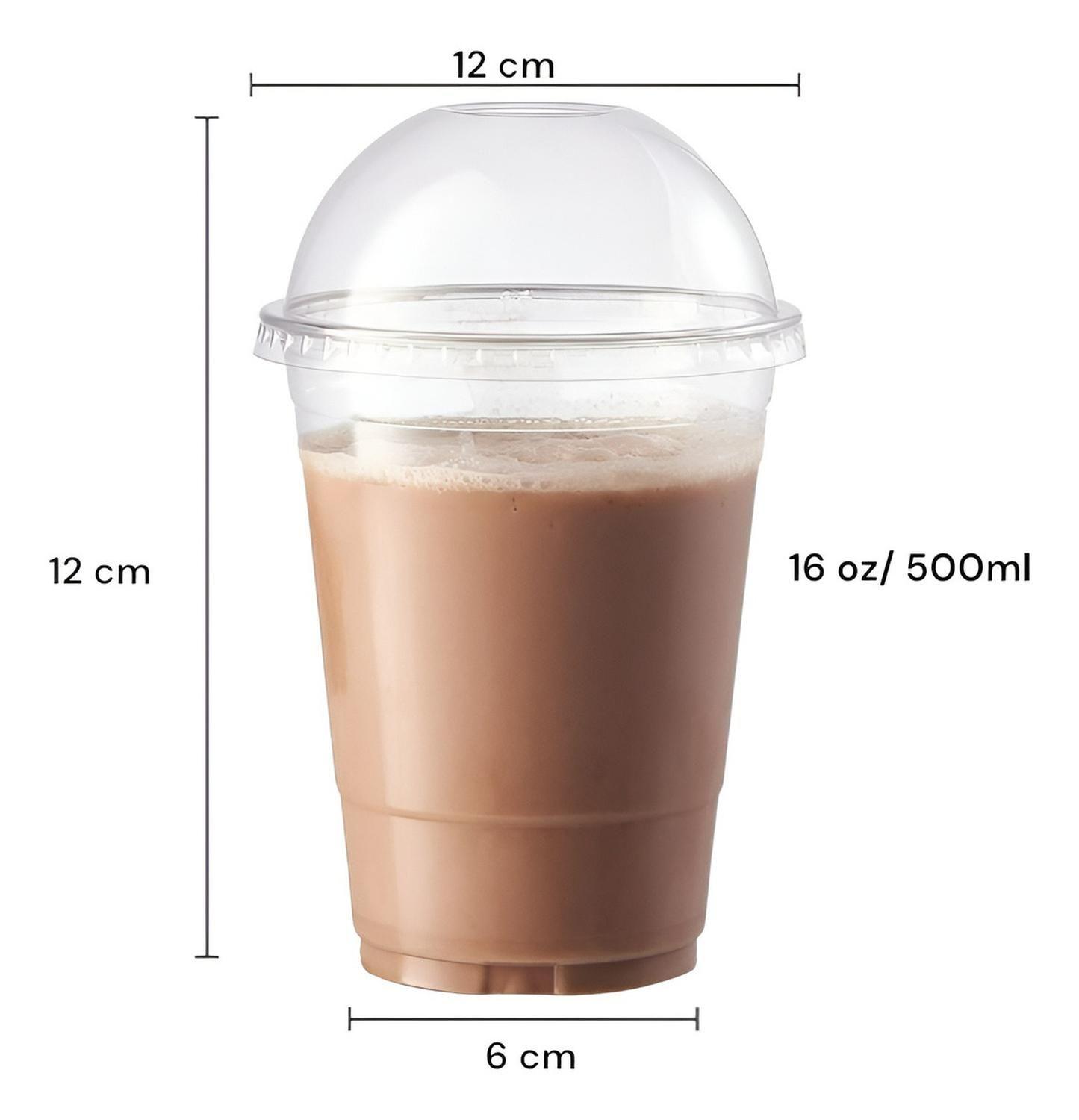 100 Vaso Desechable Vaso Plastico Con Tapa Domo Con Hoyo 16z Transparente-2