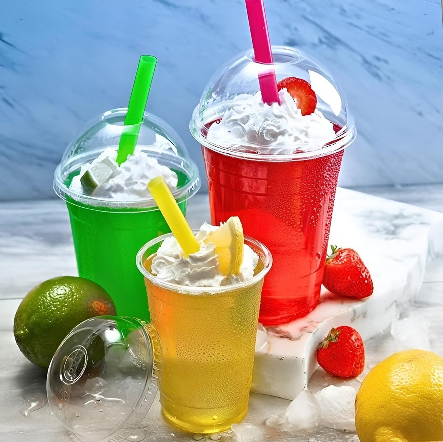 100 Vaso Desechable Vaso Plastico Con Tapa Domo Con Hoyo 16z Transparente-7