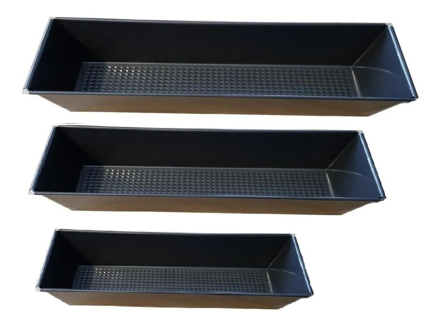 Pack X3 Molde Pan Molde Para Pan De Molde 20cm 30cm 35cm Gris-0