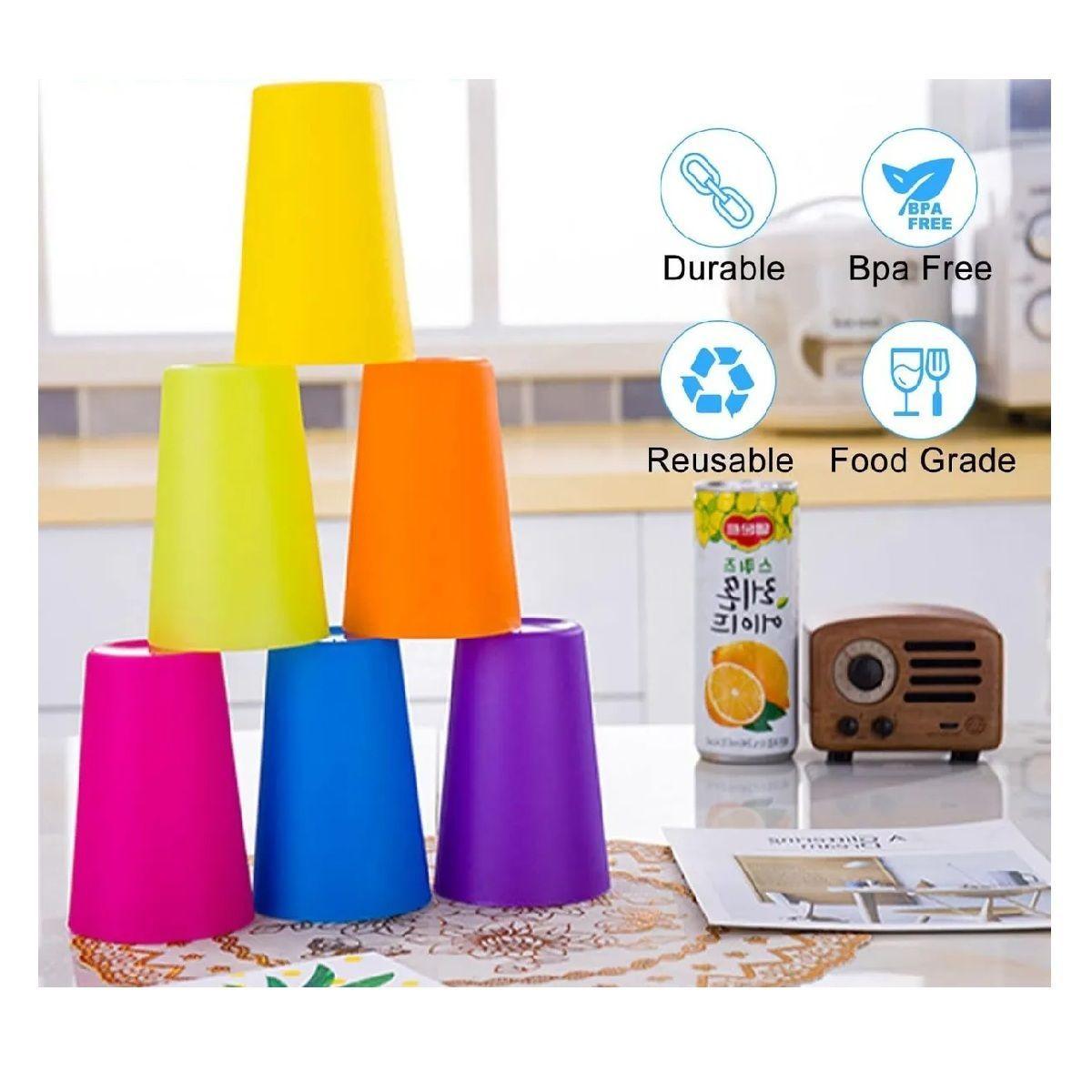 12 Set De Vasos Vasos Plastico Vasos Reutilizables De Fiesta Multicolor-4