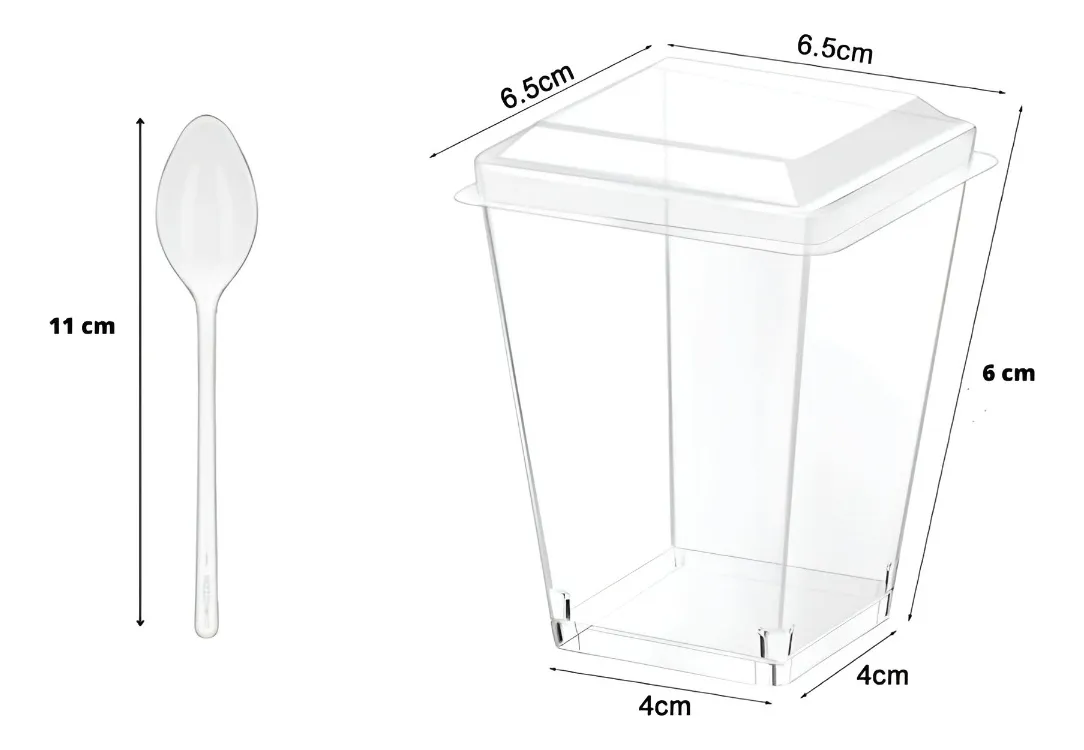 50 Set De Vasos Shot Postres Con Tapa 50 Cucharas Acrílico Vasos Shot Vaso Acrilicos Vasos -2