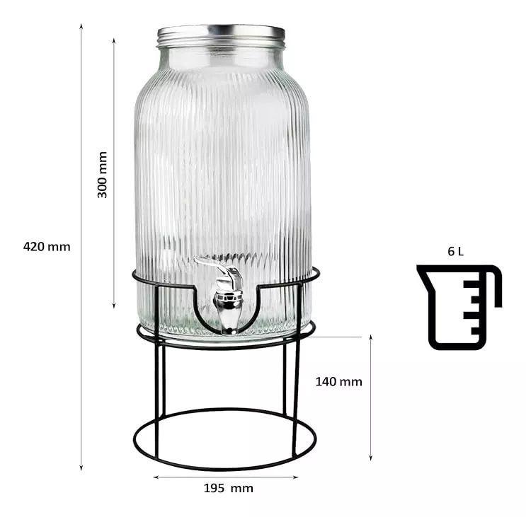 Jarros De Vidrio Dispensador De Bebidas Con Atril Jarro 5.5l-2