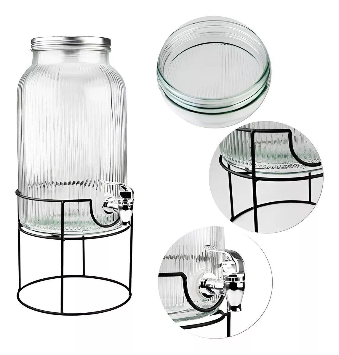 Jarros De Vidrio Dispensador De Bebidas Con Atril Jarro 5.5l-4