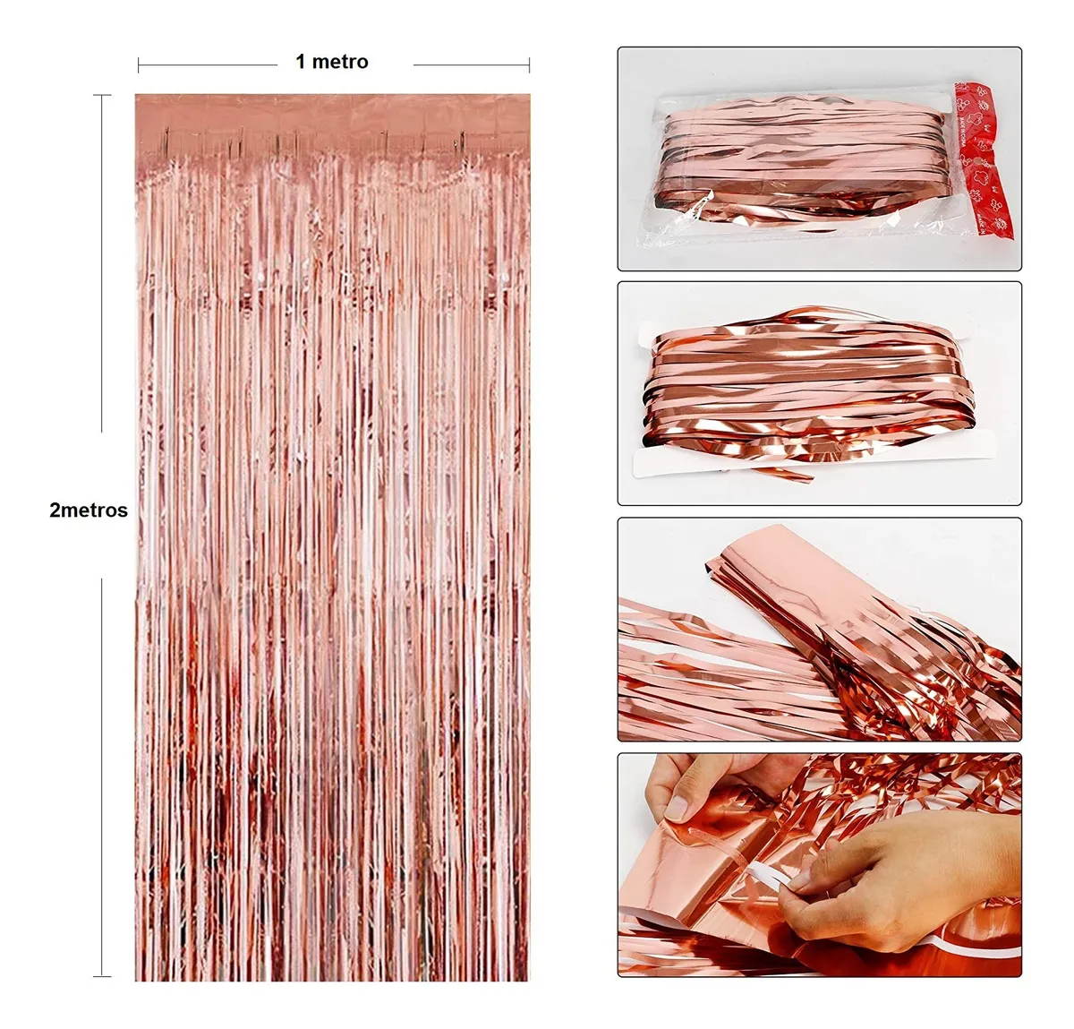 X2 Cortinas De Cumpleaños Guirnalda De Cumpleaños Salmon 2m Salmón-2