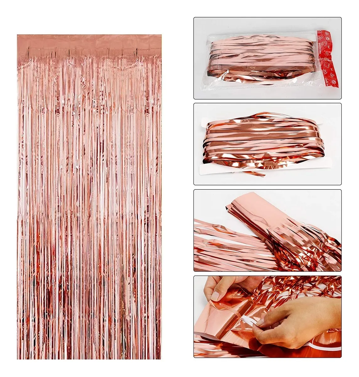 X2 Cortinas De Cumpleaños Guirnalda De Cumpleaños Salmon 2m Salmón-4