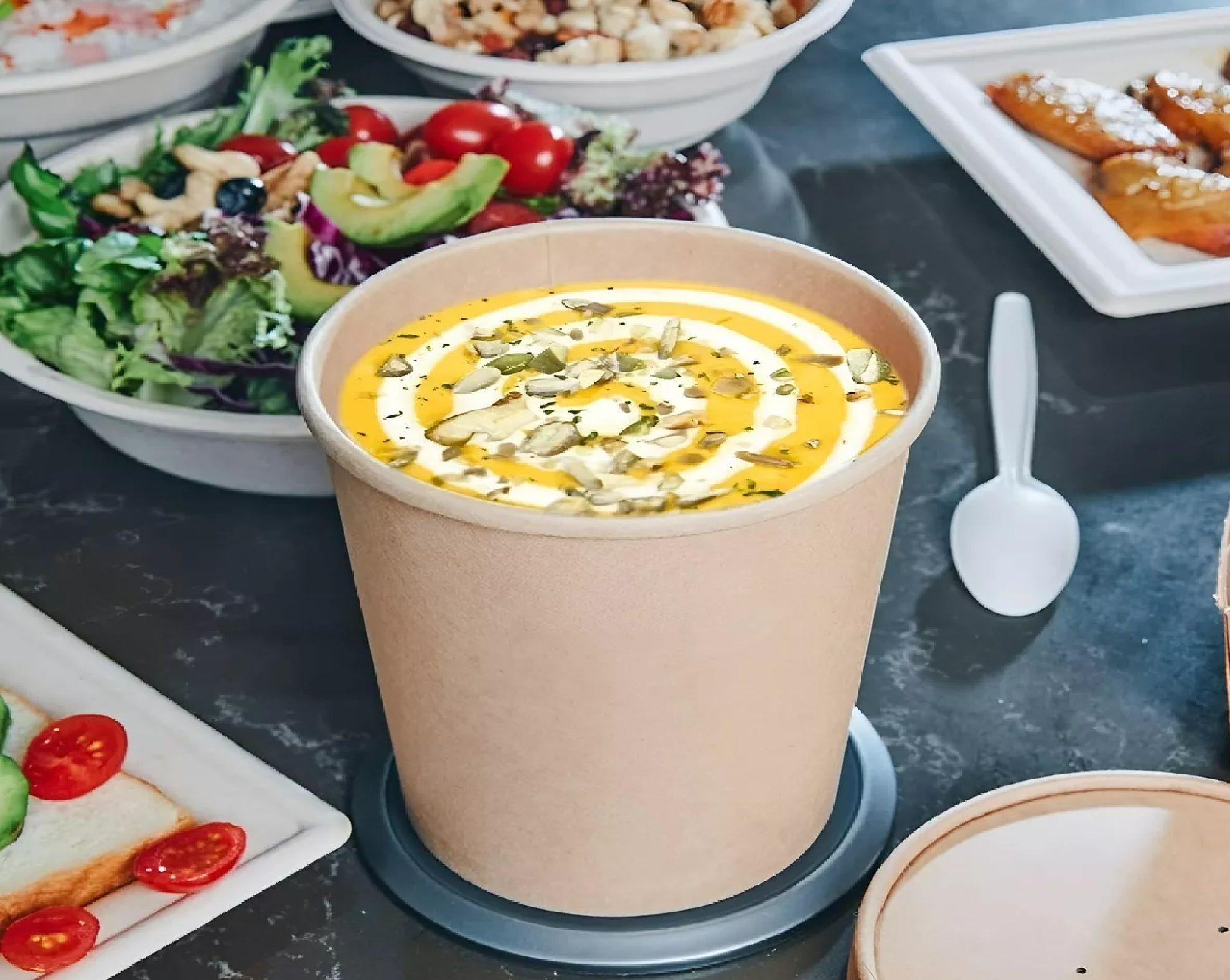 X100 Pote Kraft Contenedor De Alimentos Potes C/tapa 26oz-4