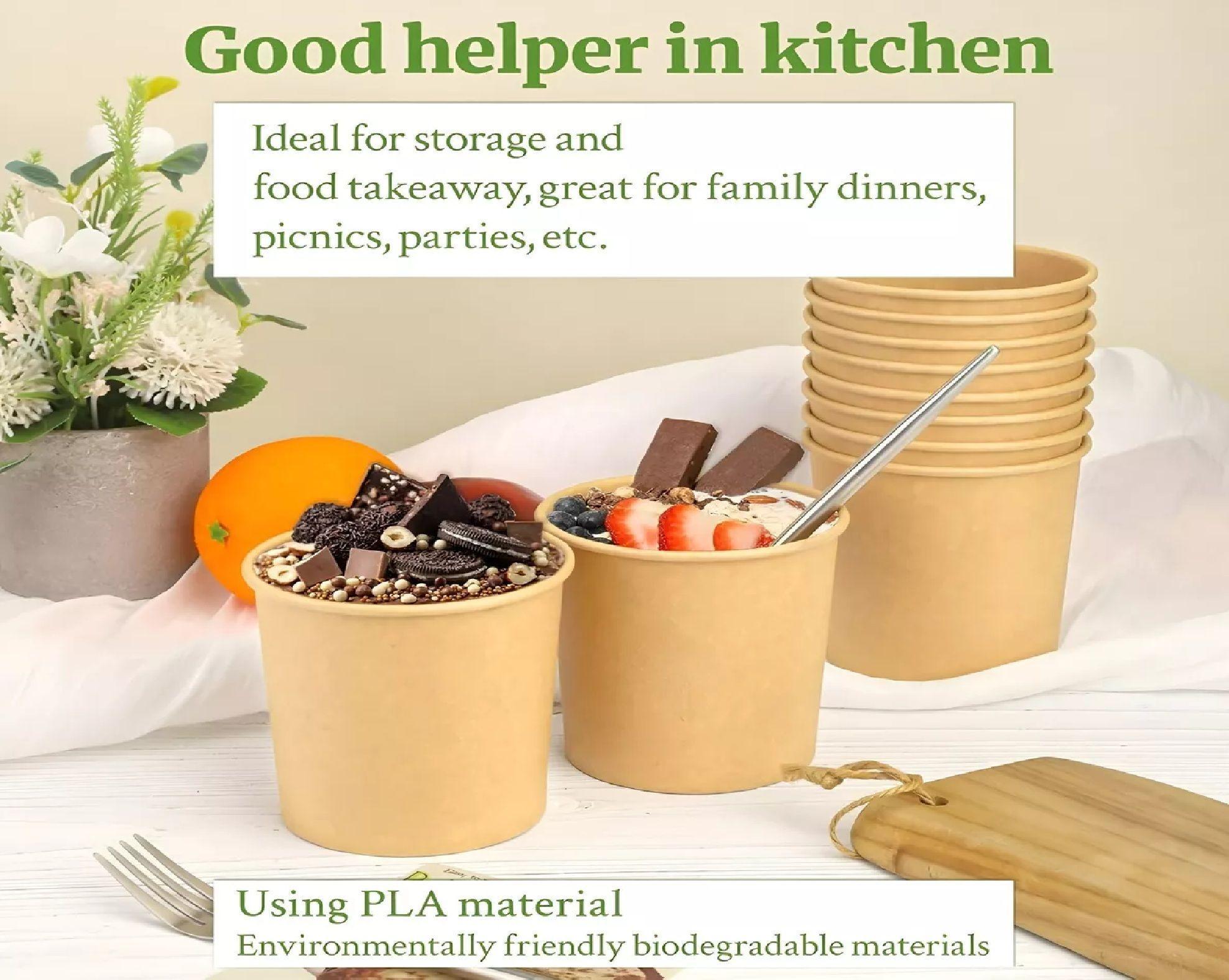 X100 Pote Kraft Contenedor De Alimentos Potes C/tapa 26oz-5