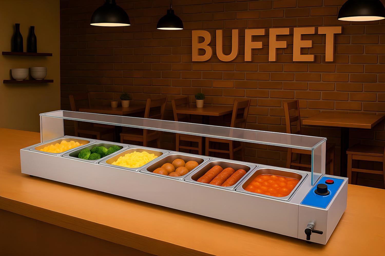 Chafer Bufetera Baño Maria Electrico Buffet 6 Depositos 7L-5
