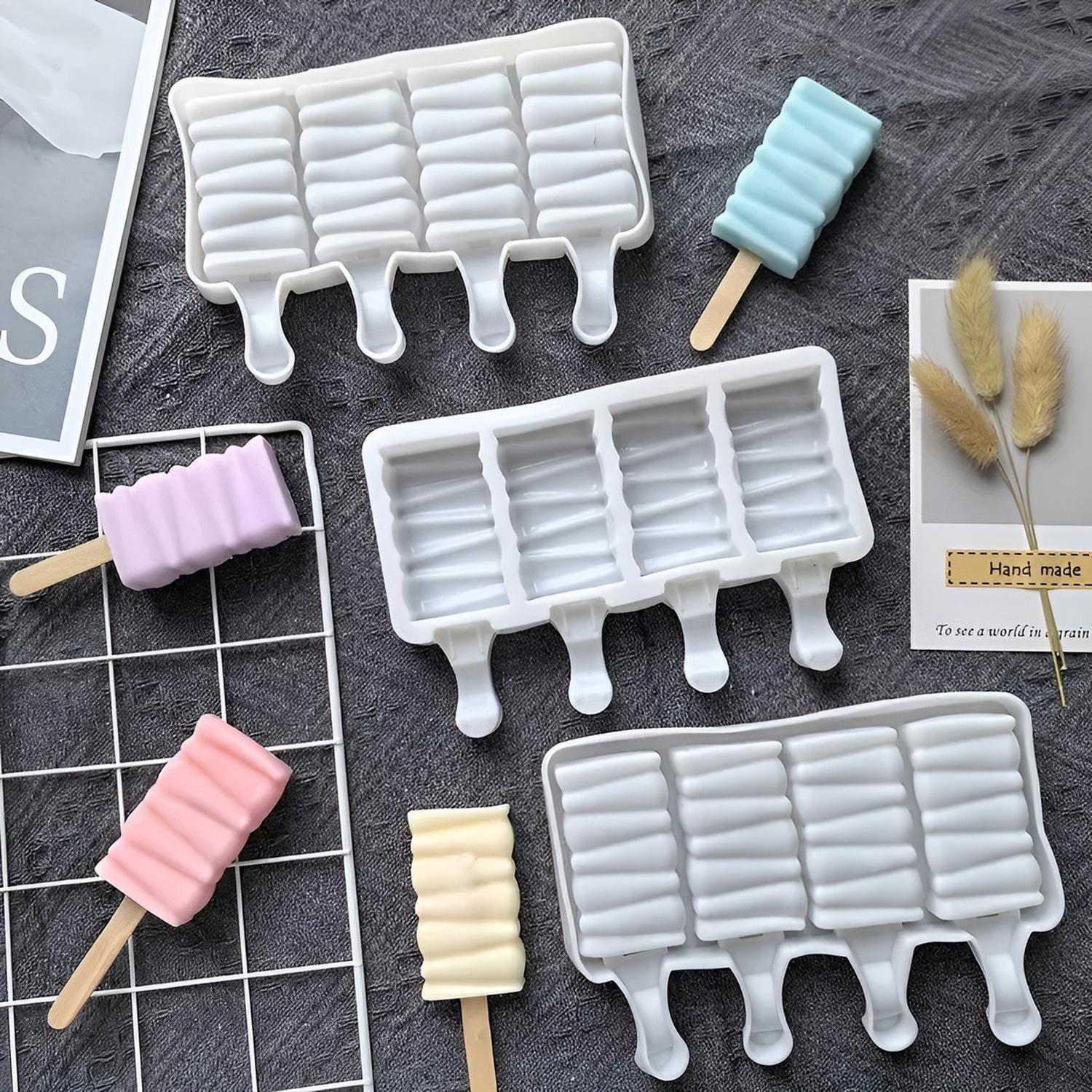 Moldes De Silicona Para Helados Molde Paletas Helado Pale419 Blanco / Molde Helados 4cav-8