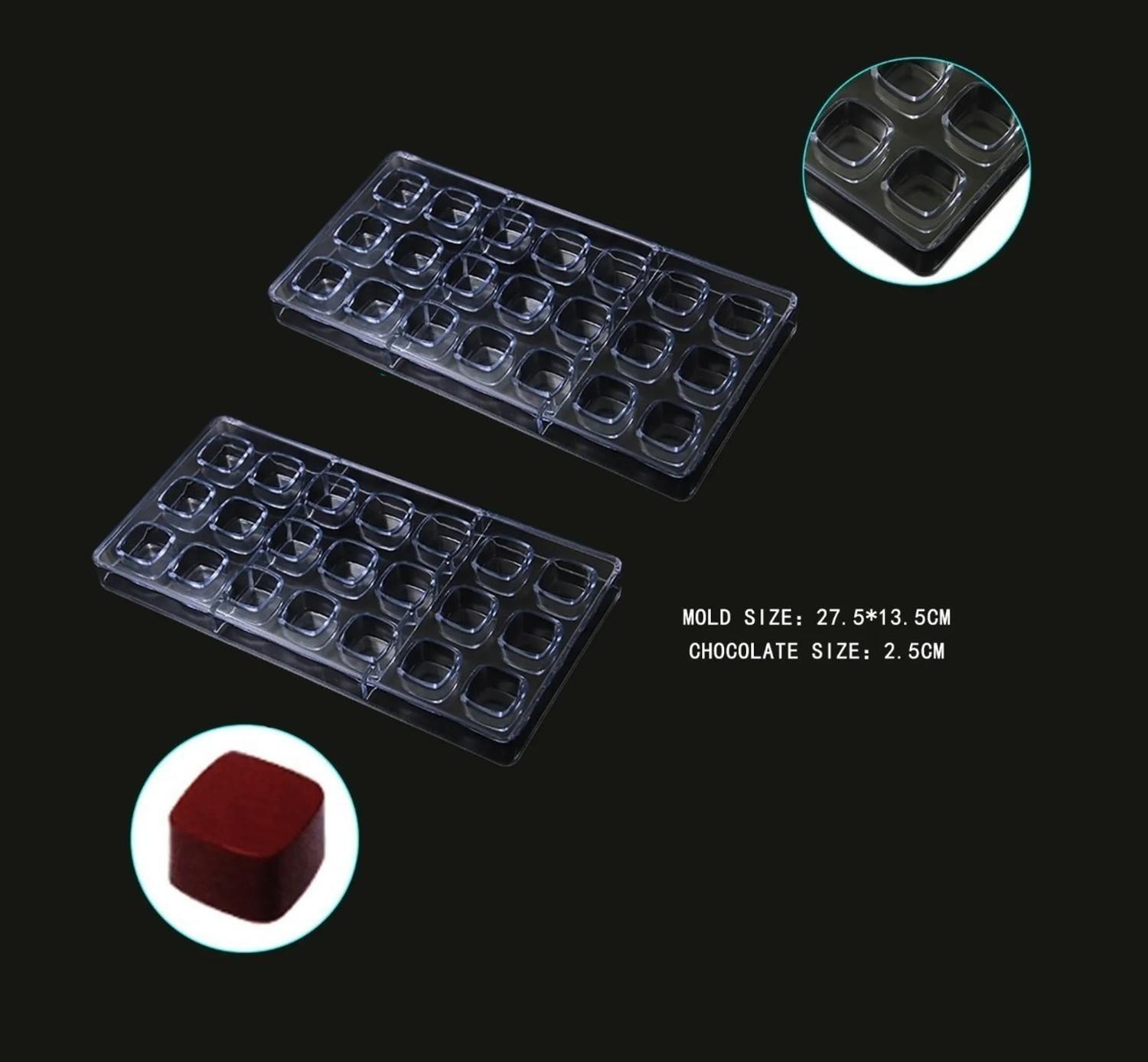 Pack X2 Moldes Chocolate Moldes De Chocolate Cuadrado Gris-1
